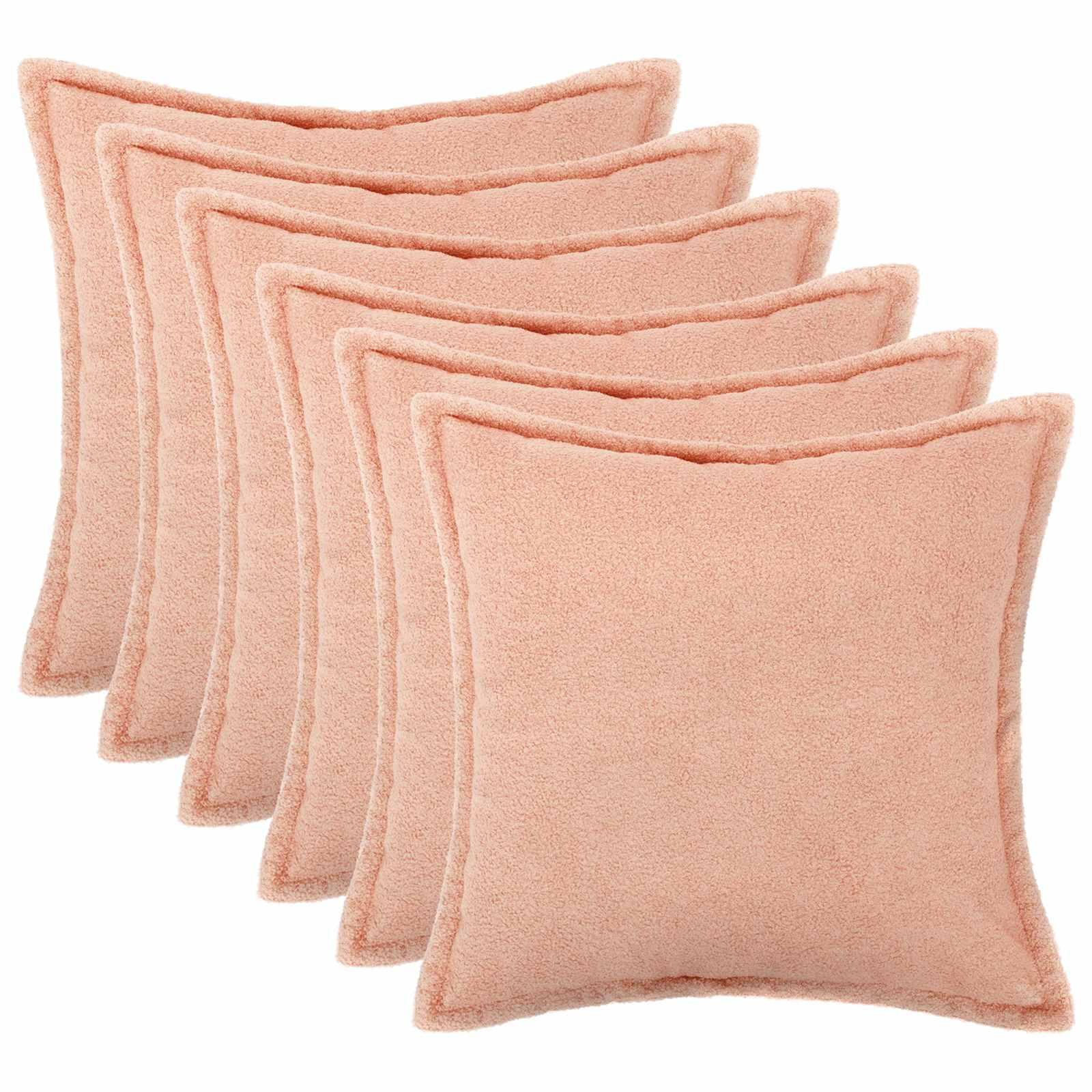 Pudebetræk HOUTEN 6 stk lyserød 80 x 80 cm bouclé