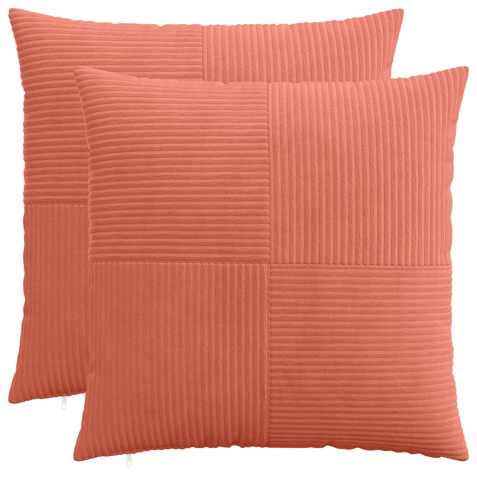 Pudebetræk 2 stk ALMELO rød orange 70 x 70 cm i cordfløjl