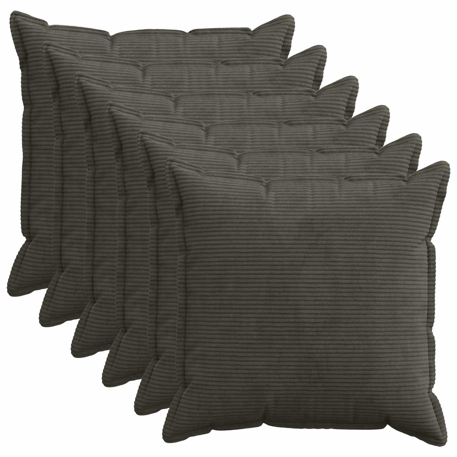 Pudebetræk 6 stk. HOUTEN antracit 60 x 60 cm i cordfløjl