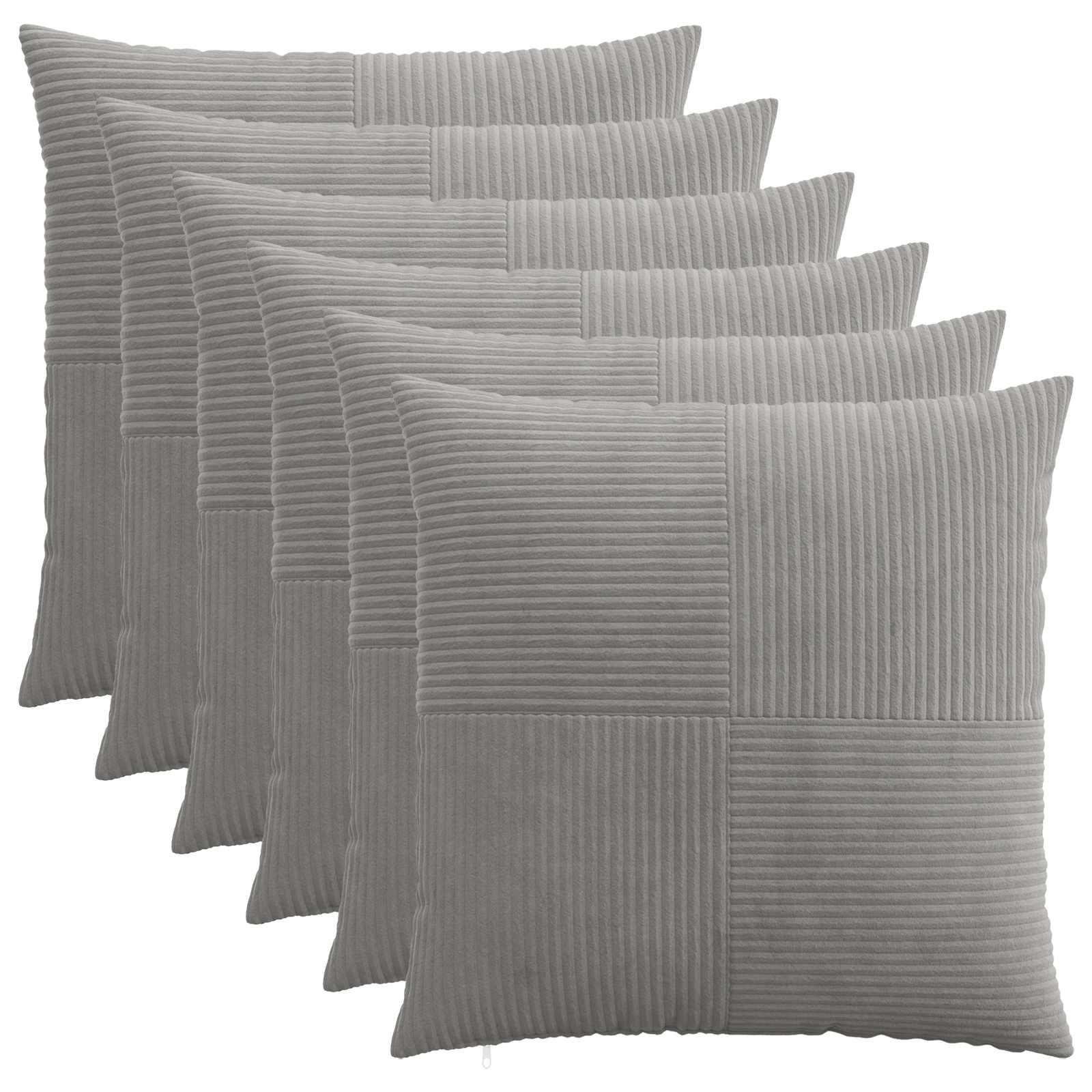 Pudebetræk 6 stk ALMELO lysegrå 70 x 70 cm i cordfløjl