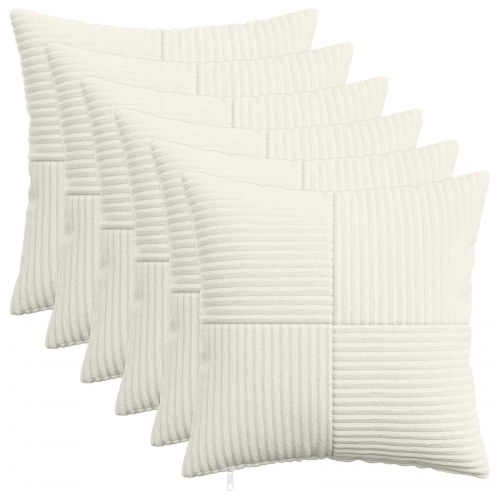 Pudebetræk 6 stk ALMELO cremefarvet 40 x 40 cm i cordfløjl