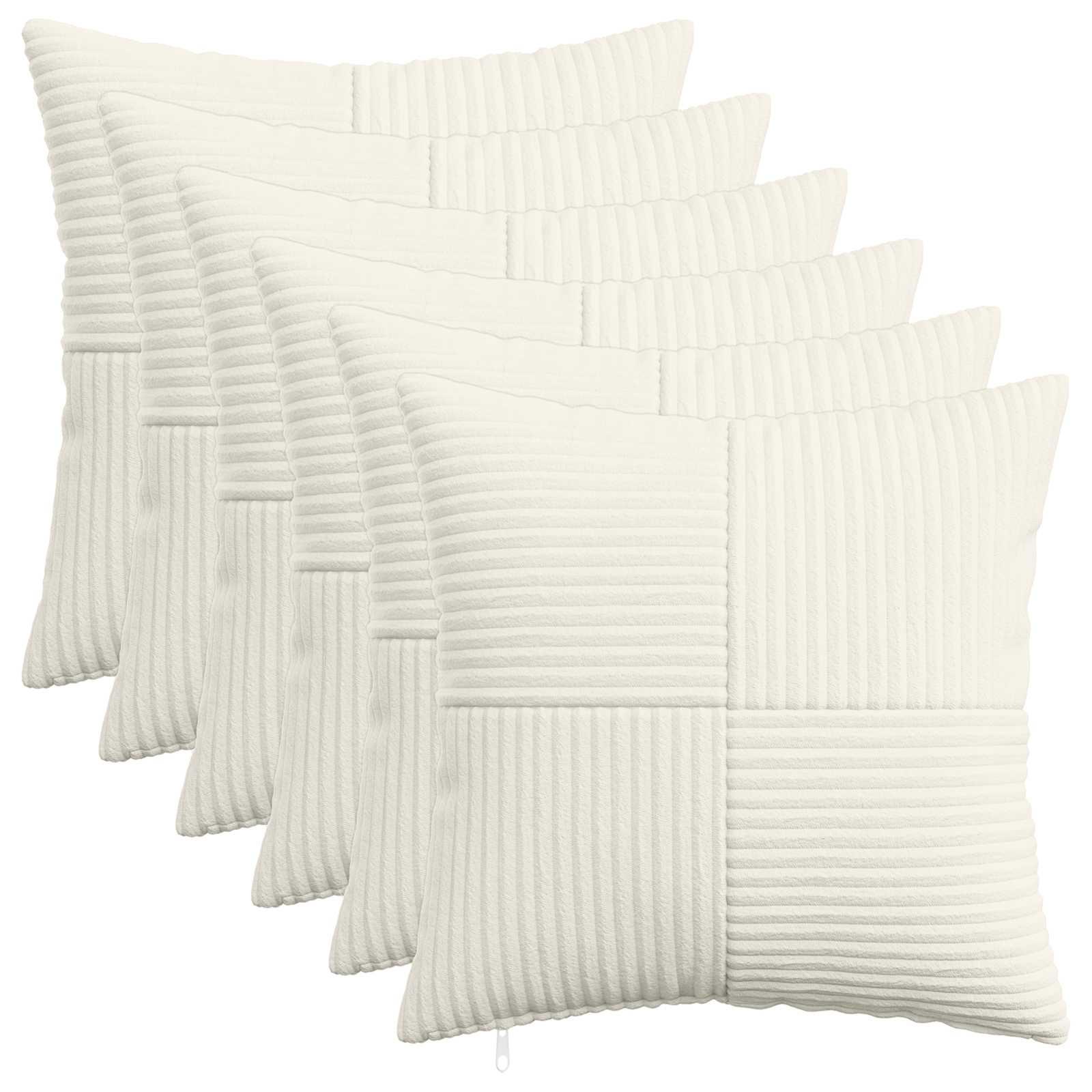 Pudebetræk 6 stk ALMELO cremefarvet 40 x 40 cm i cordfløjl