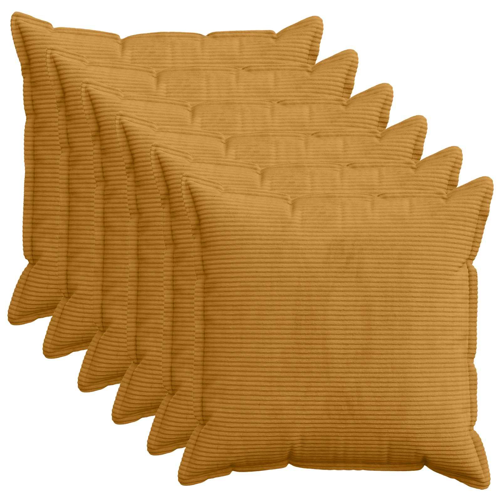 Pudebetræk 6 stk. HOUTEN gul 80 x 80 cm i cordfløjl