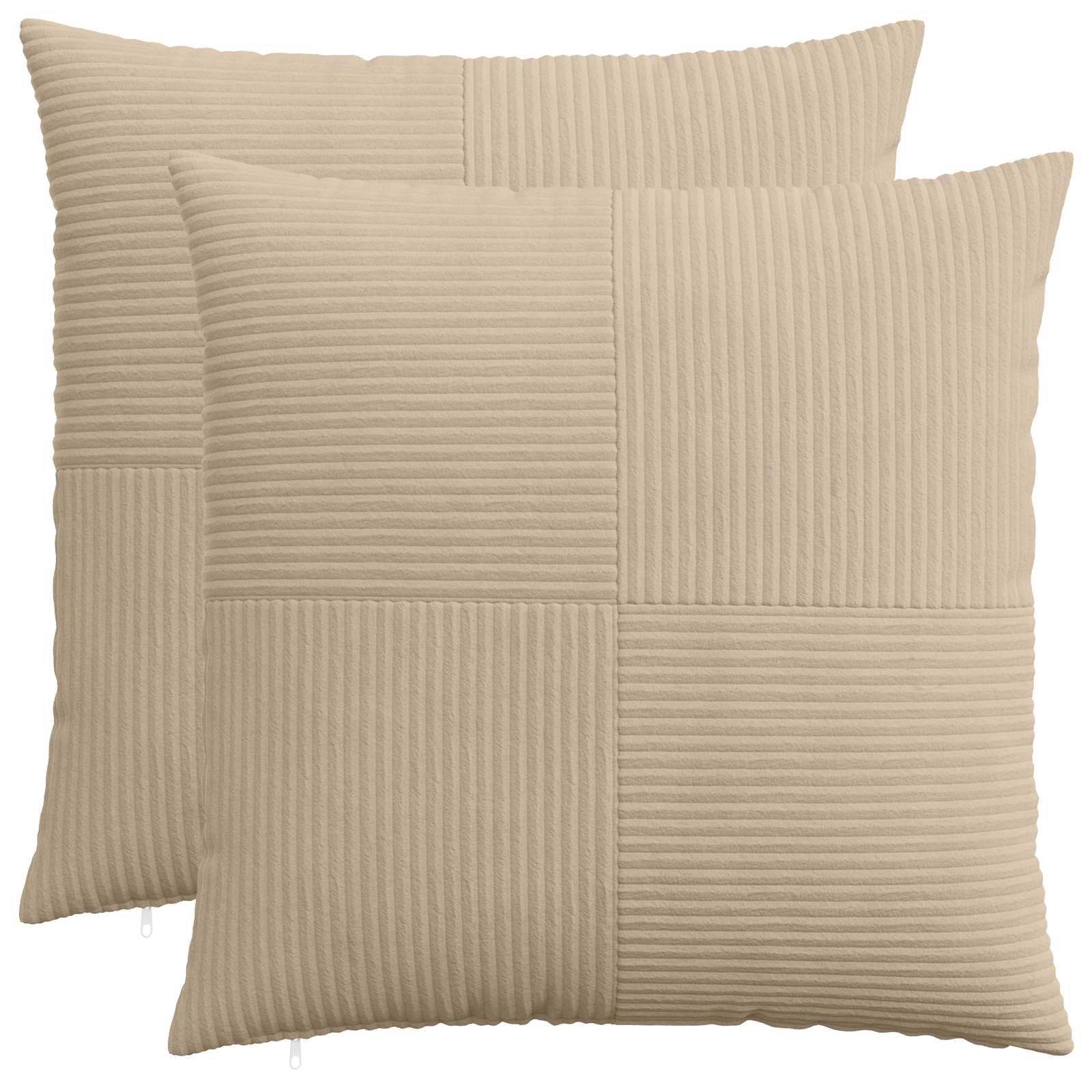 Pudebetræk 2 stk ALMELO gråbrun 60 x 60 cm i cordfløjl