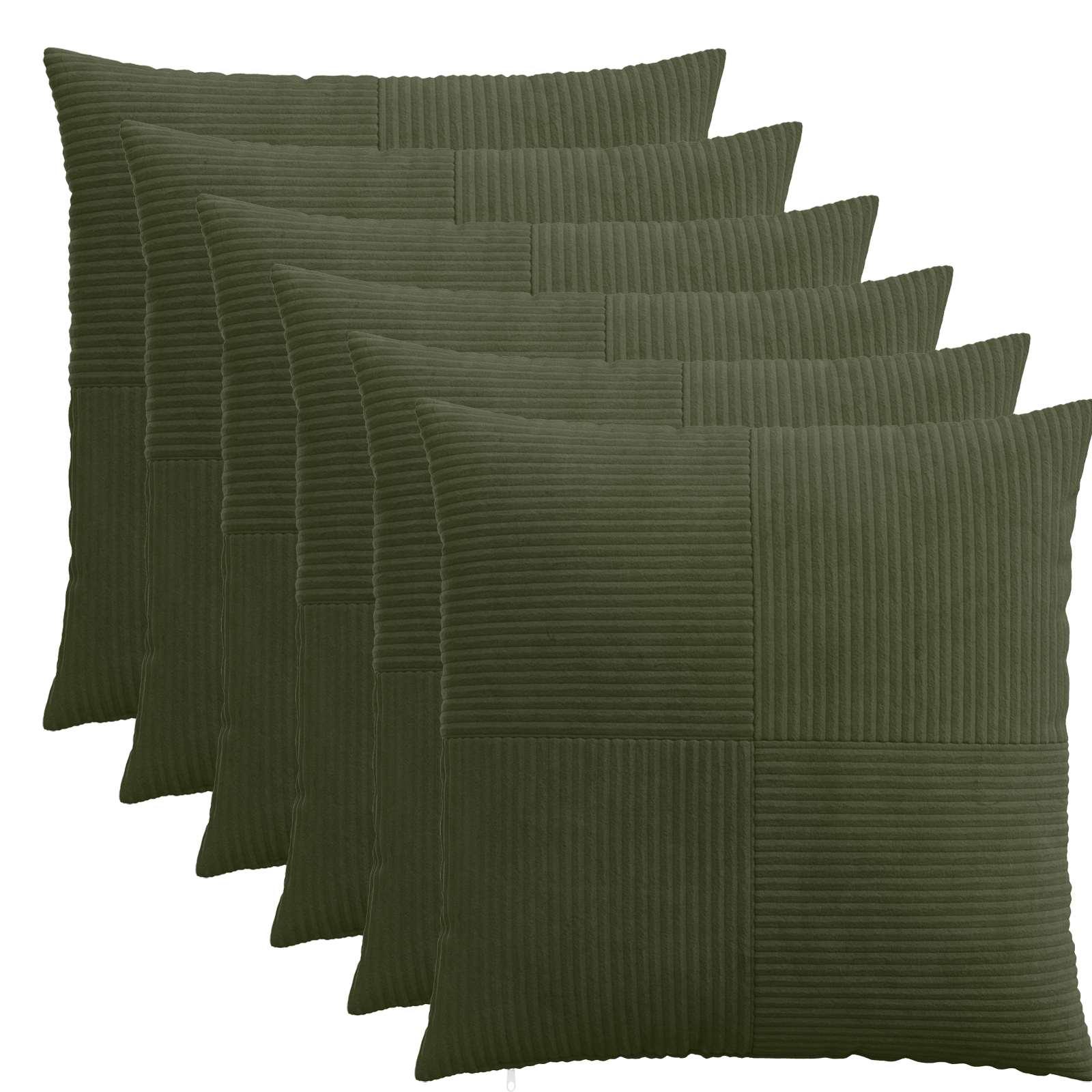 Pudebetræk ALMELO grøn 60 x 60 cm i cordfløjl 6 stk