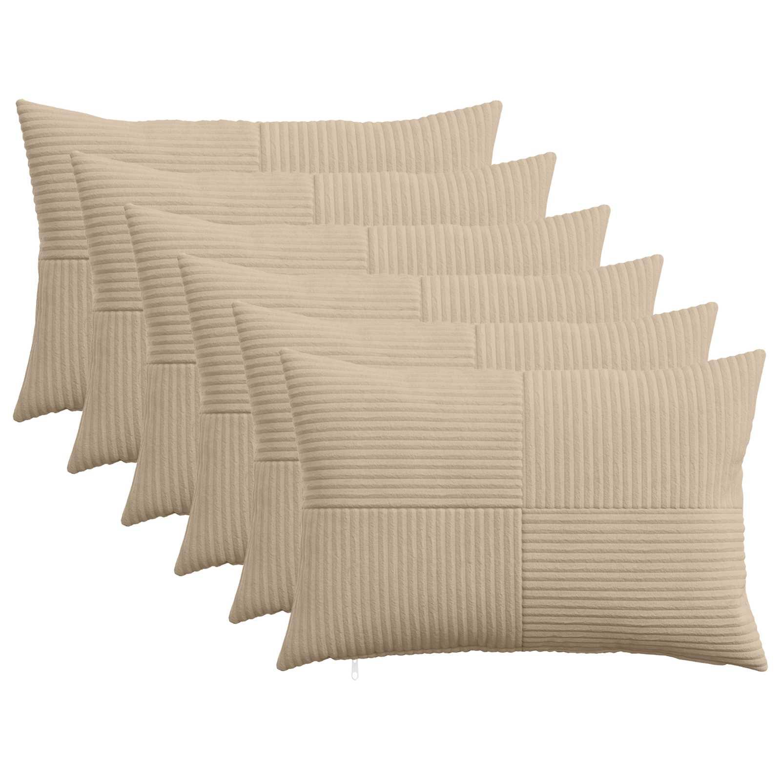 Pudebetræk 6 stk ALMELO gråbrun 30 x 50 cm i cordfløjl