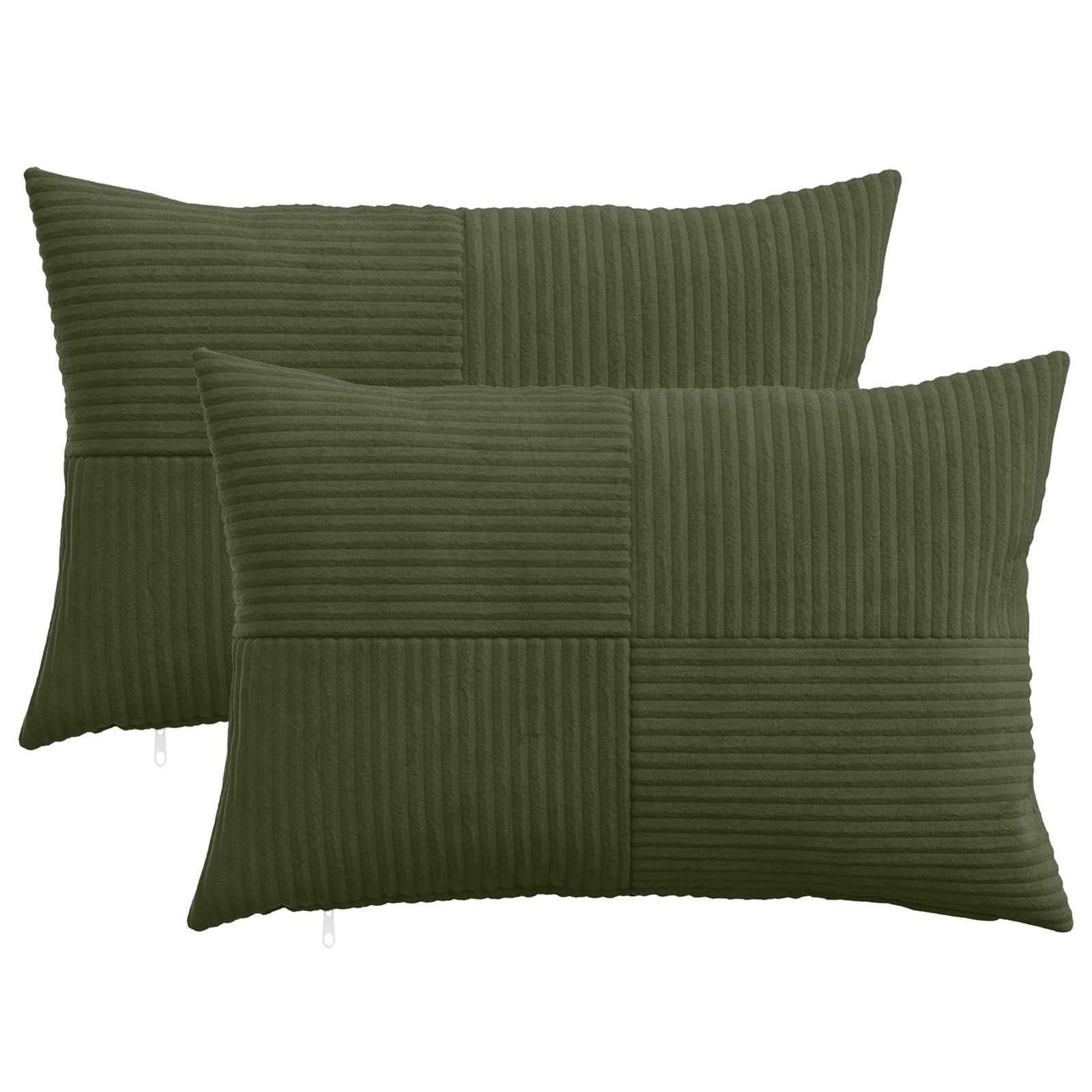 Pudebetræk 2 stk ALMELO grøn 30 x 50 cm i cordfløjl