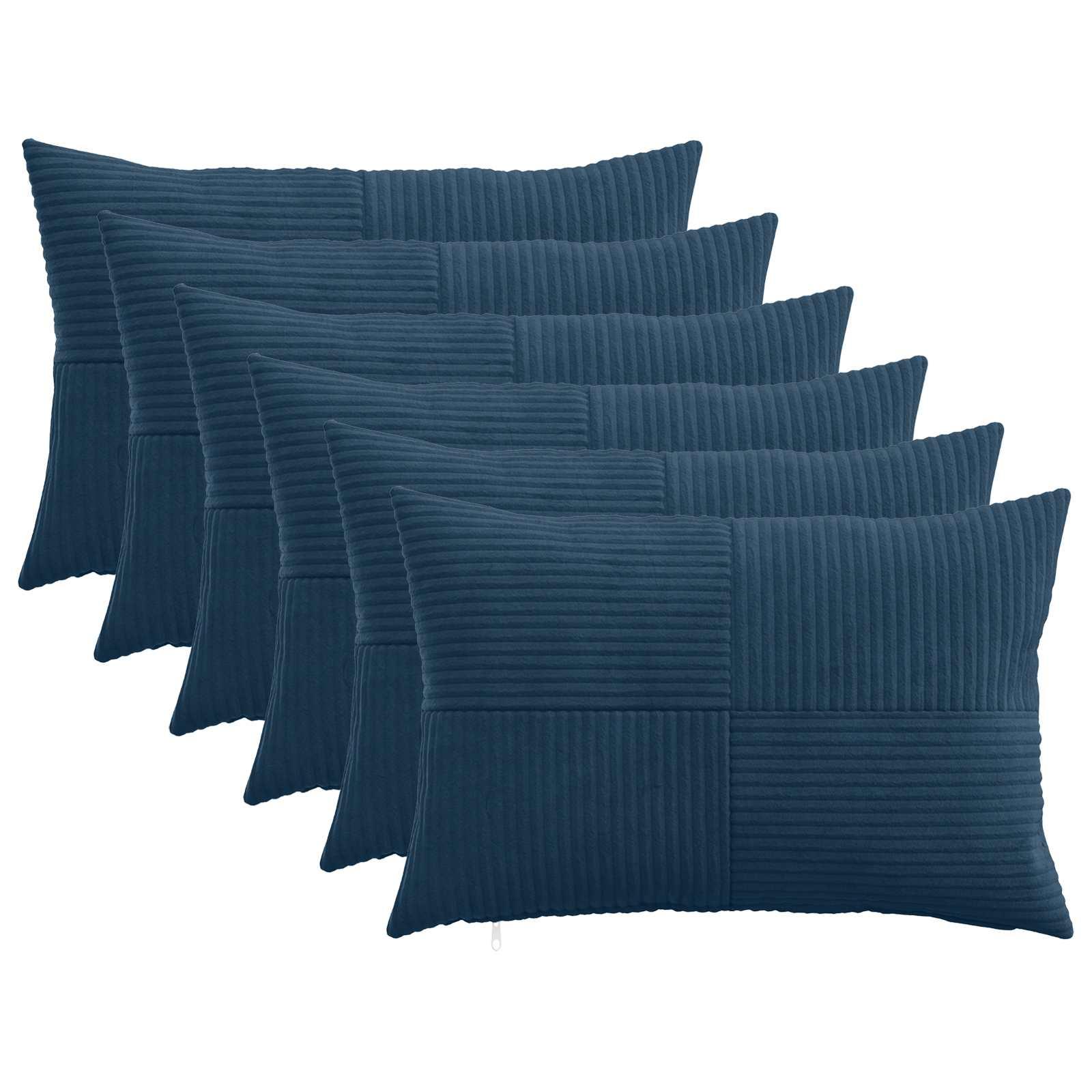 Pudebetræk 6 stk ALMELO mørkeblå 30 x 50 cm i cordfløjl