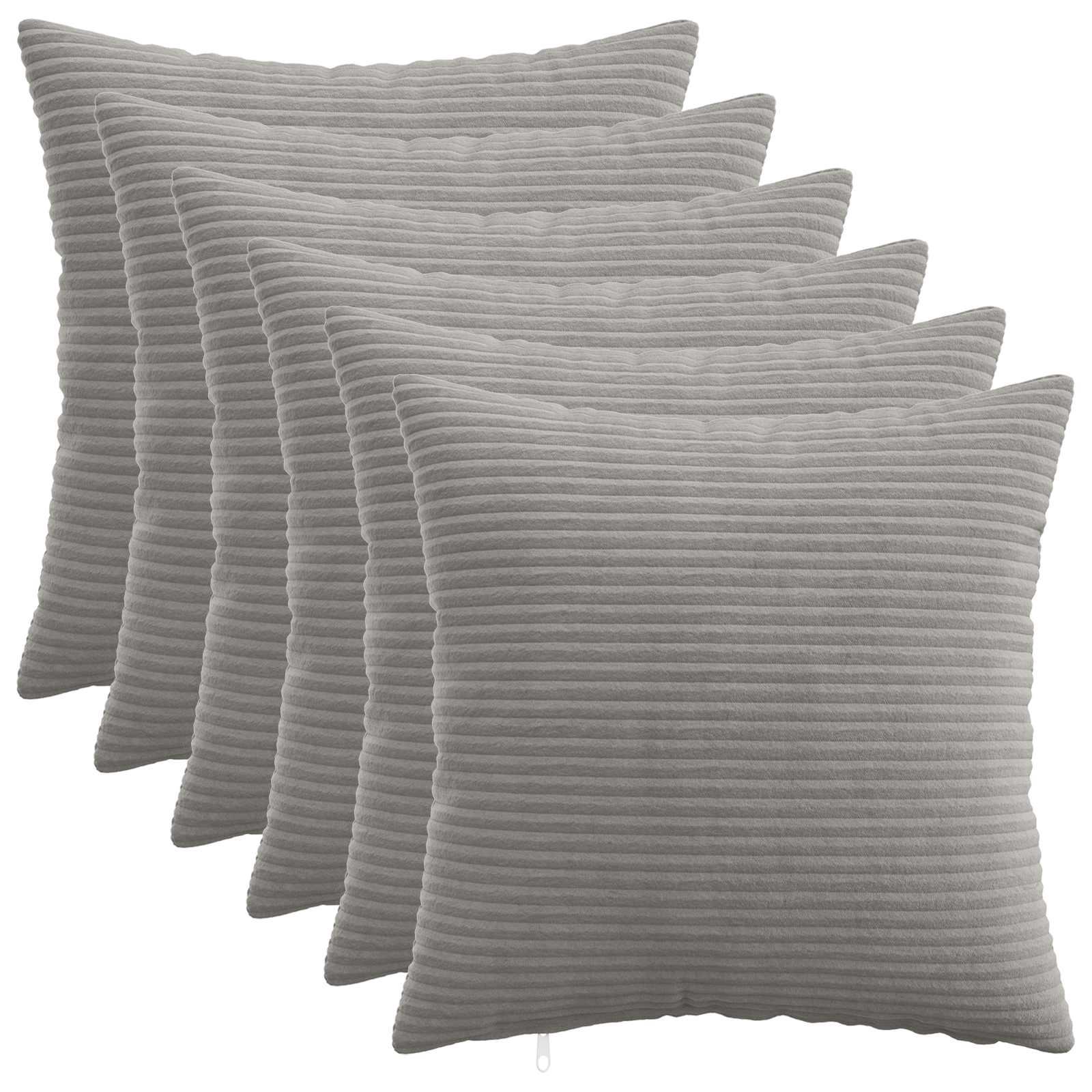 Pudebetræk 6 stk HEERLEN lysegrå 45 x 45 cm i cordfløjl
