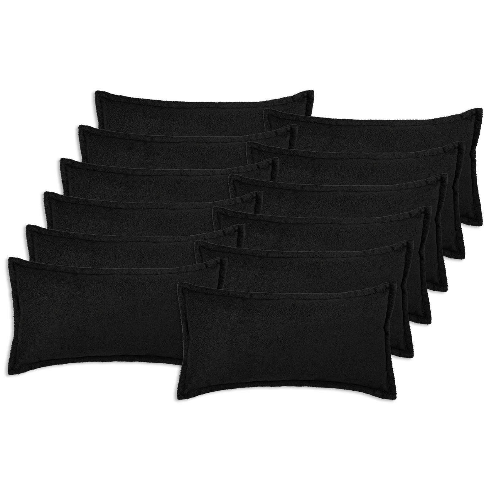 Pudebetræk HOUTEN 12 stk sort 40 x 80 cm bouclé