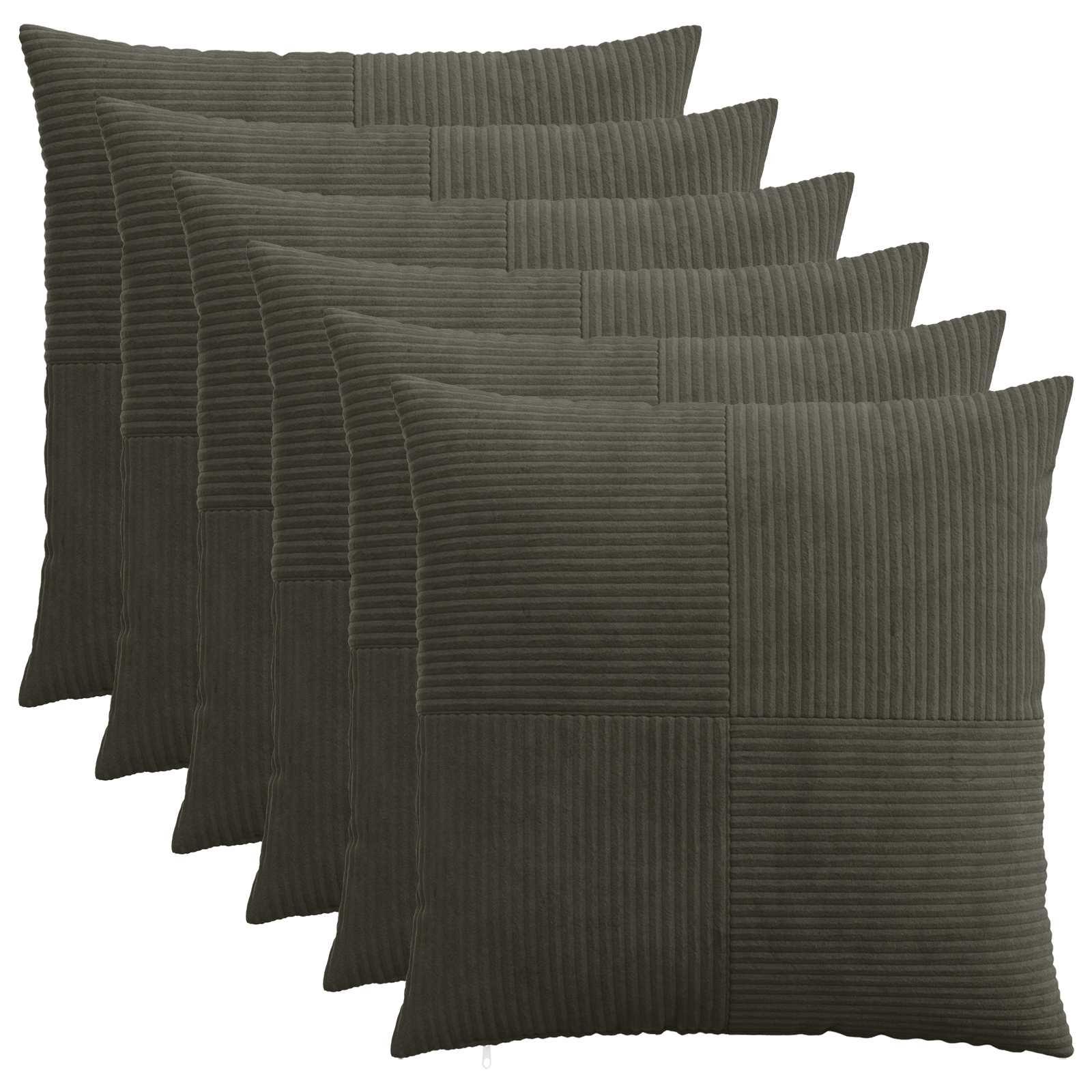 Pudebetræk 6 stk ALMELO antracit 60 x 60 cm i cordfløjl