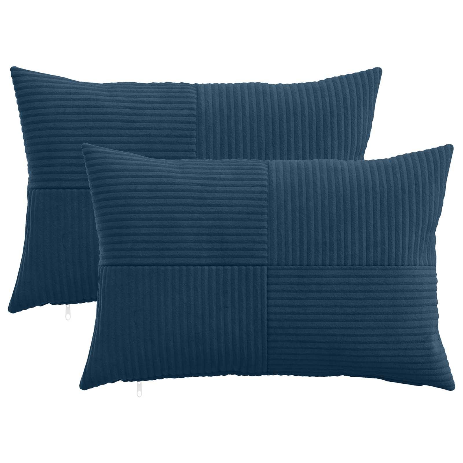 Pudebetræk 2 stk ALMELO mørkeblå 30 x 50 cm i cordfløjl