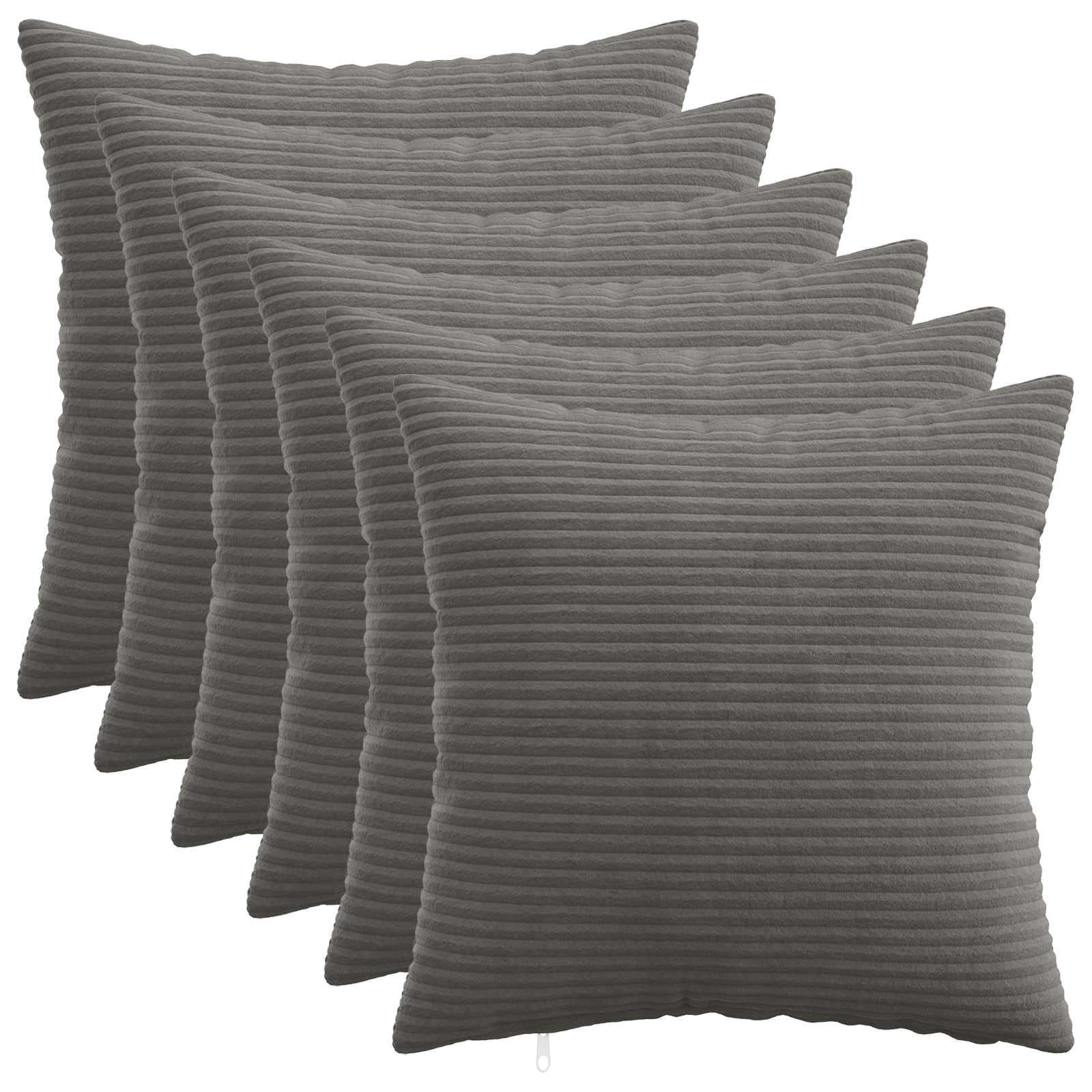 Pudebetræk HEERLEN 6 stk mørkegrå 35 x 35 cm i cordfløjl