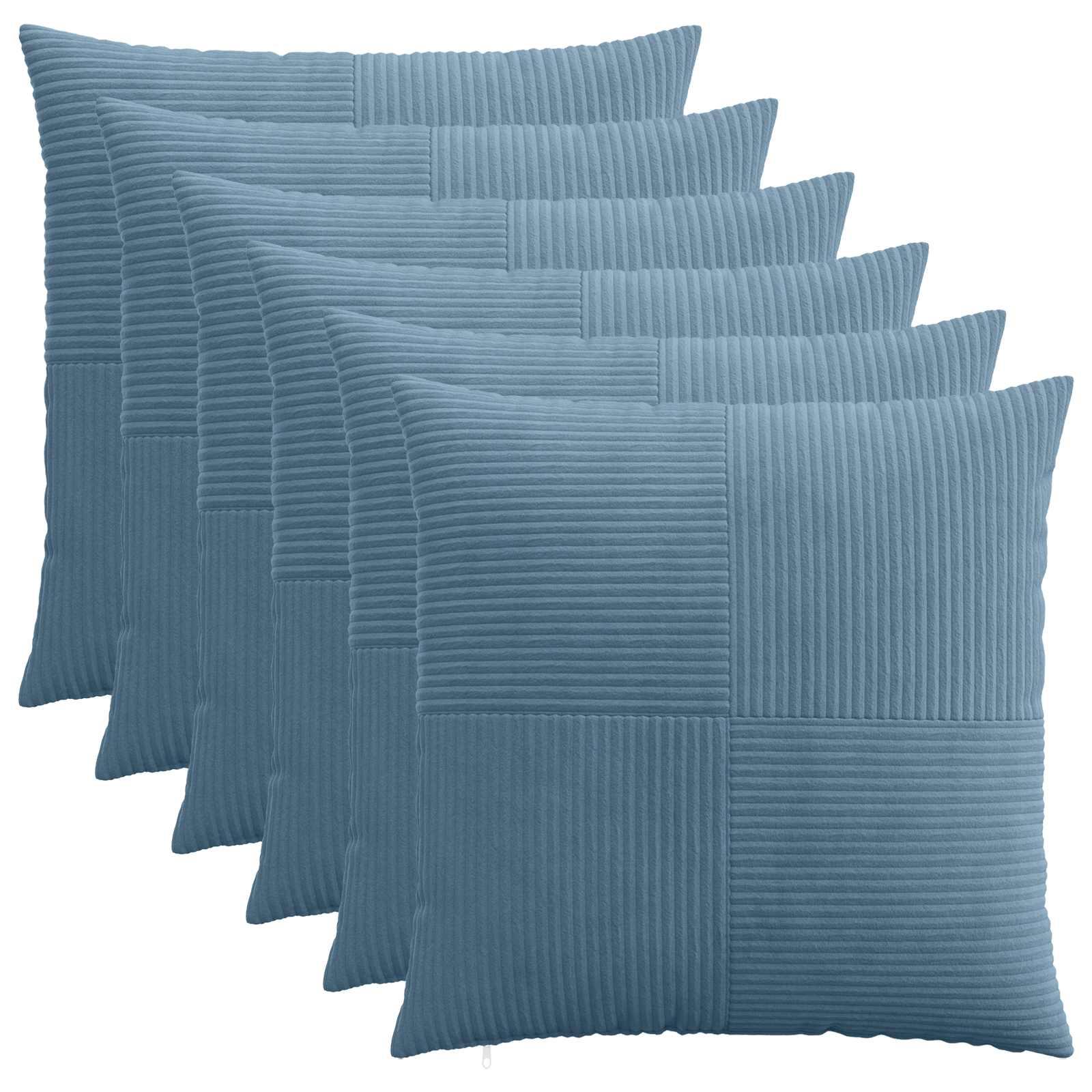 Pudebetræk 6 stk ALMELO blå 60 x 60 cm i cordfløjl