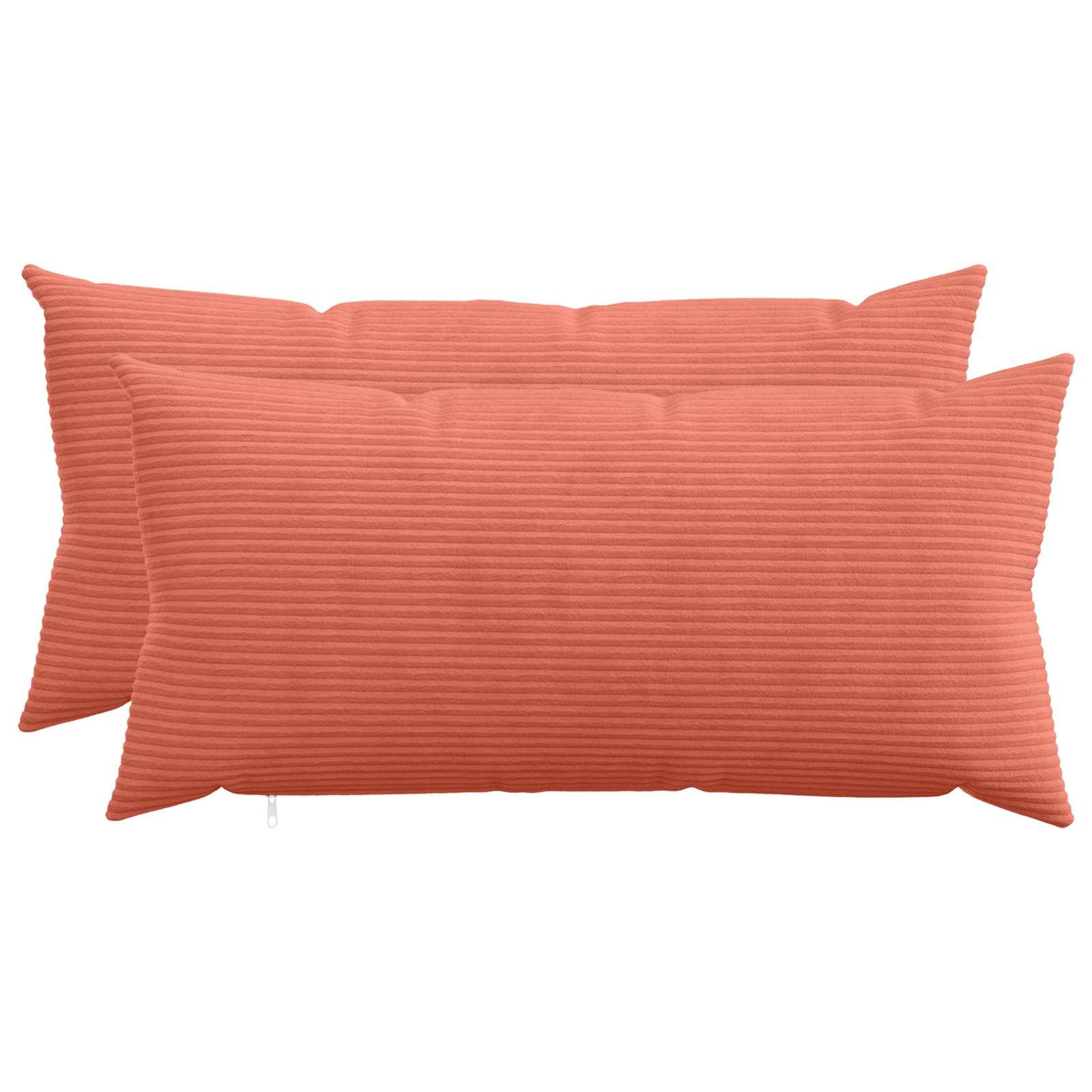Pudebetræk 2 stk HEERLEN rød orange 40 x 70 cm i cordfløjl