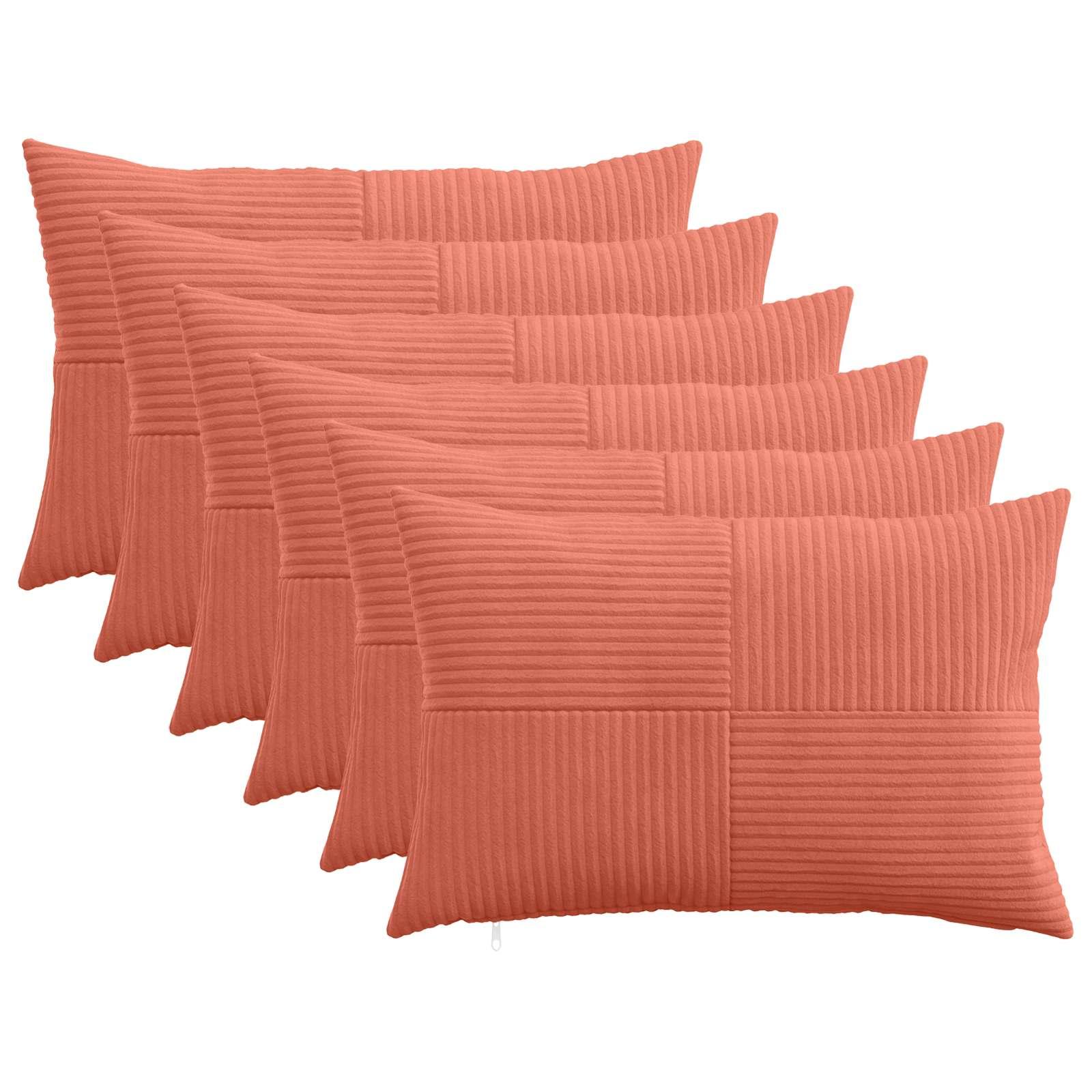 Pudebetræk 6 stk ALMELO rød orange 30 x 50 cm i cordfløjl