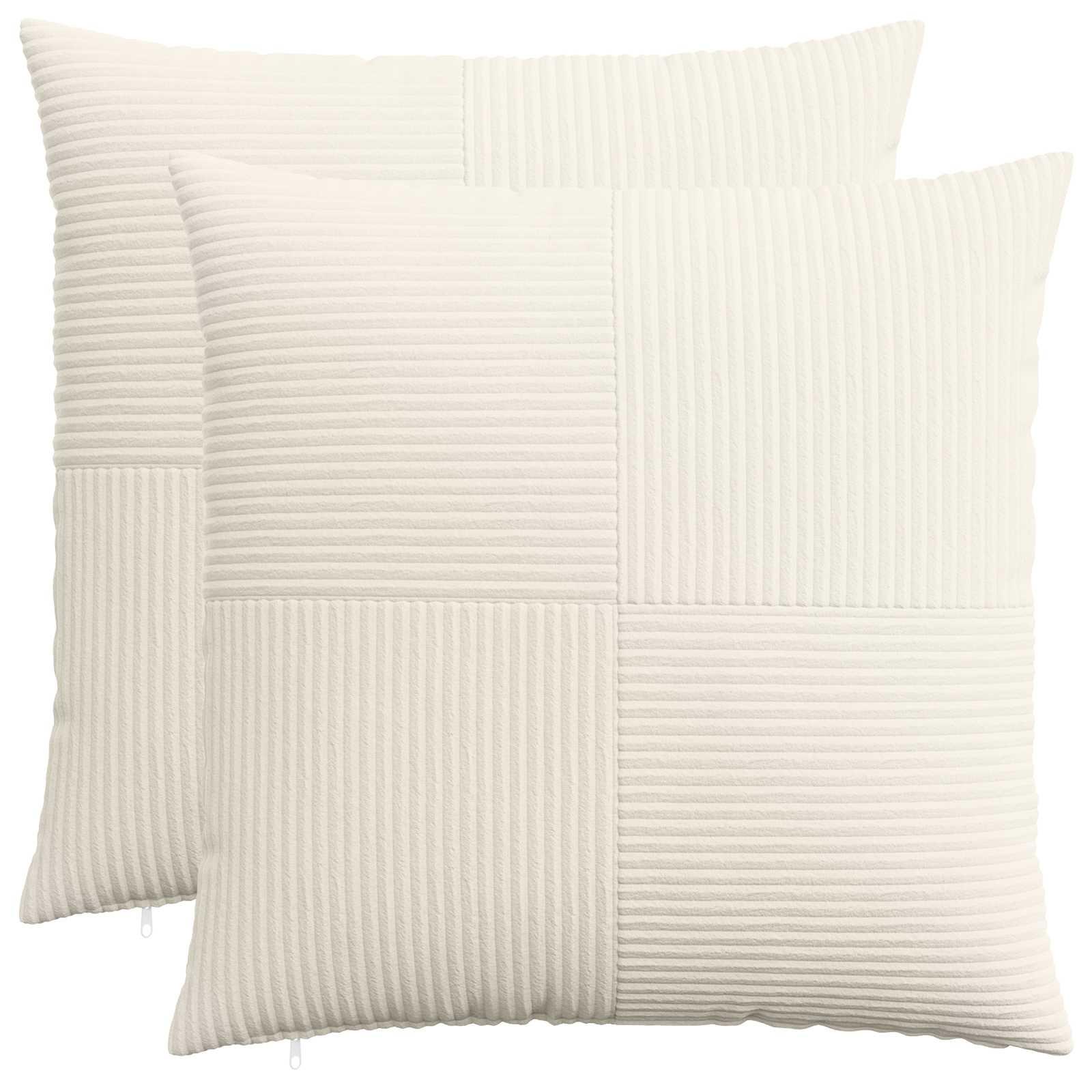 Pudebetræk 2 stk ALMELO cremefarvet 60 x 60 cm i cordfløjl