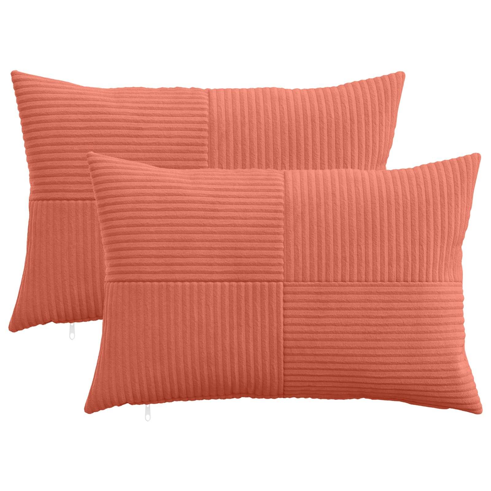 Pudebetræk 2 stk ALMELO rød orange 30 x 50 cm i cordfløjl