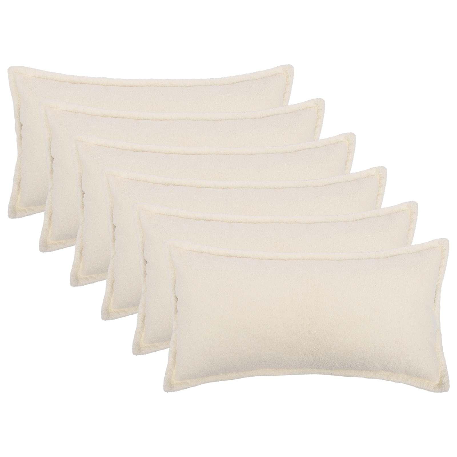 Pudebetræk 6 stk HOUTEN cremefarvet 40 x 80 cm bouclé