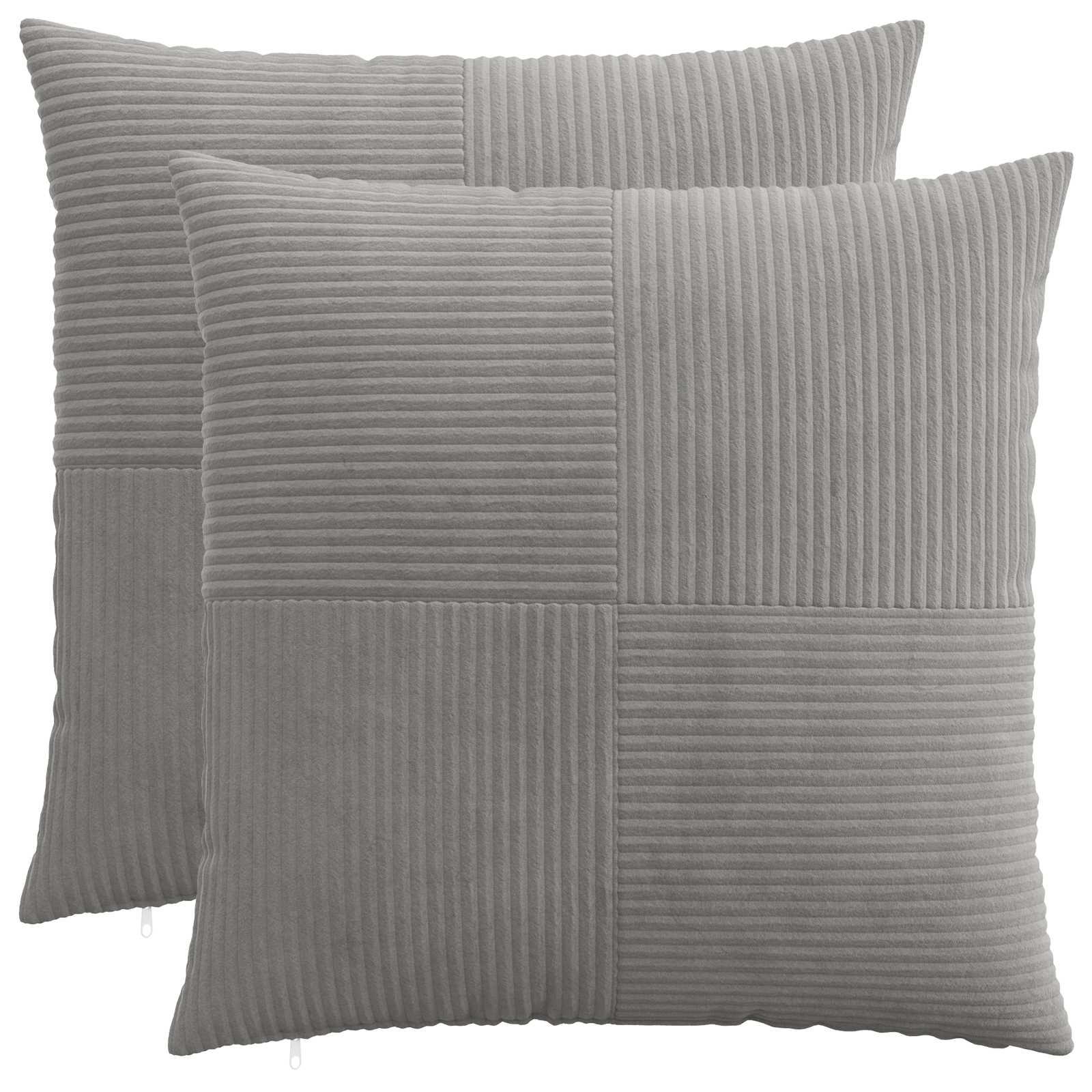 Pudebetræk 2 stk ALMELO lysegrå 60 x 60 cm i cordfløjl
