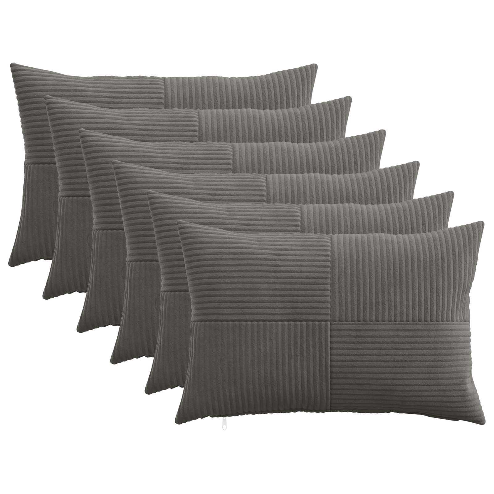 Pudebetræk 6 stk ALMELO mørkegrå 30 x 50 cm i cordfløjl