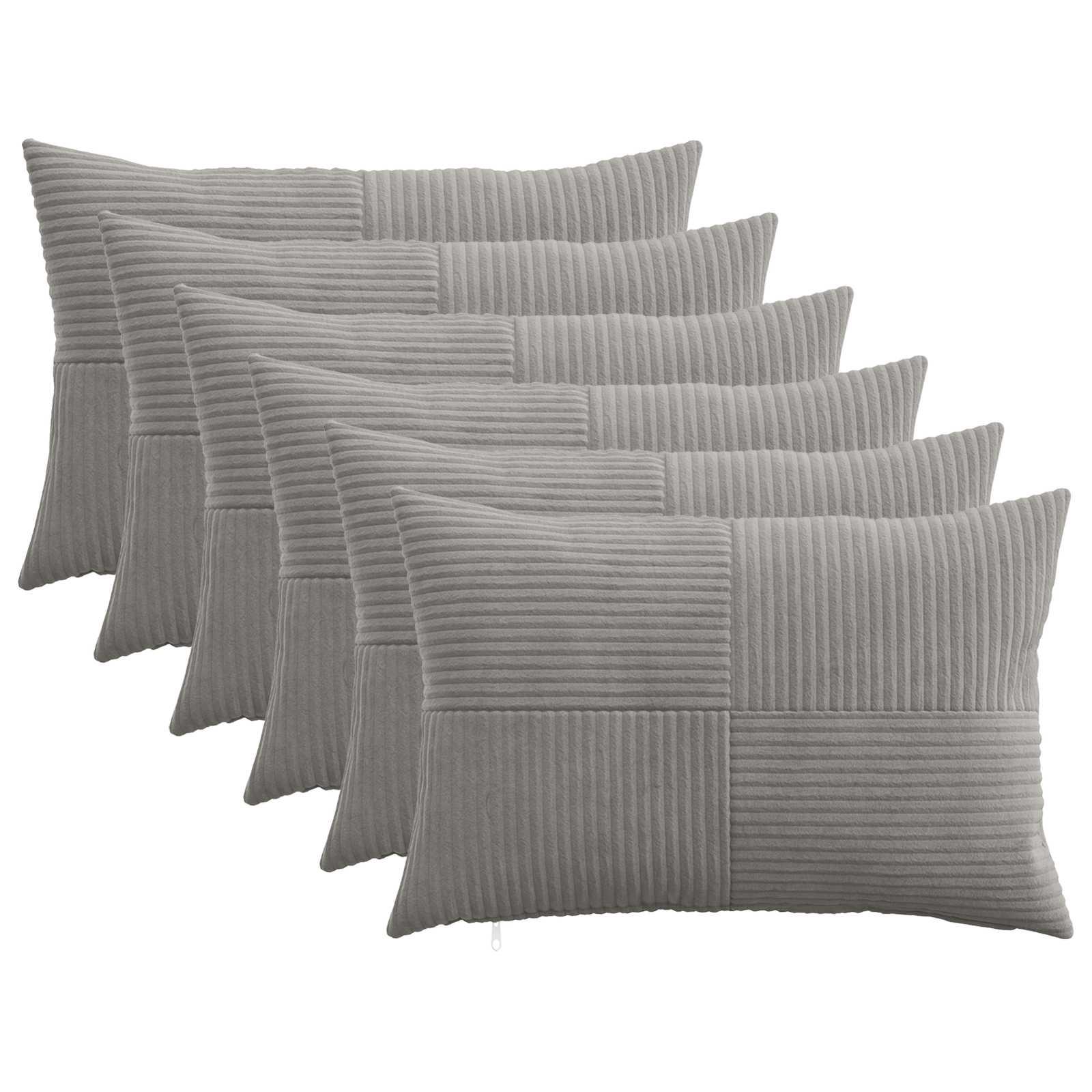 Pudebetræk 6 stk ALMELO lysegrå 30 x 50 cm i cordfløjl