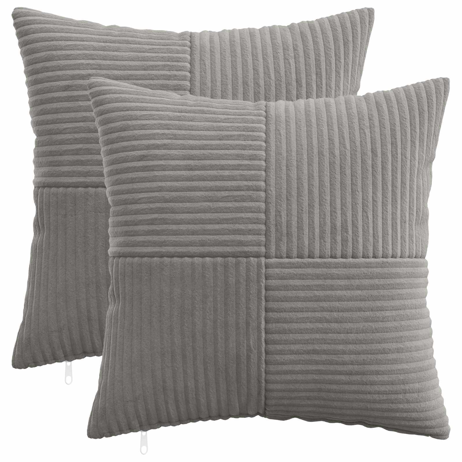 Pudebetræk 2 stk ALMELO lysegrå 30 x 30 cm i cordfløjl