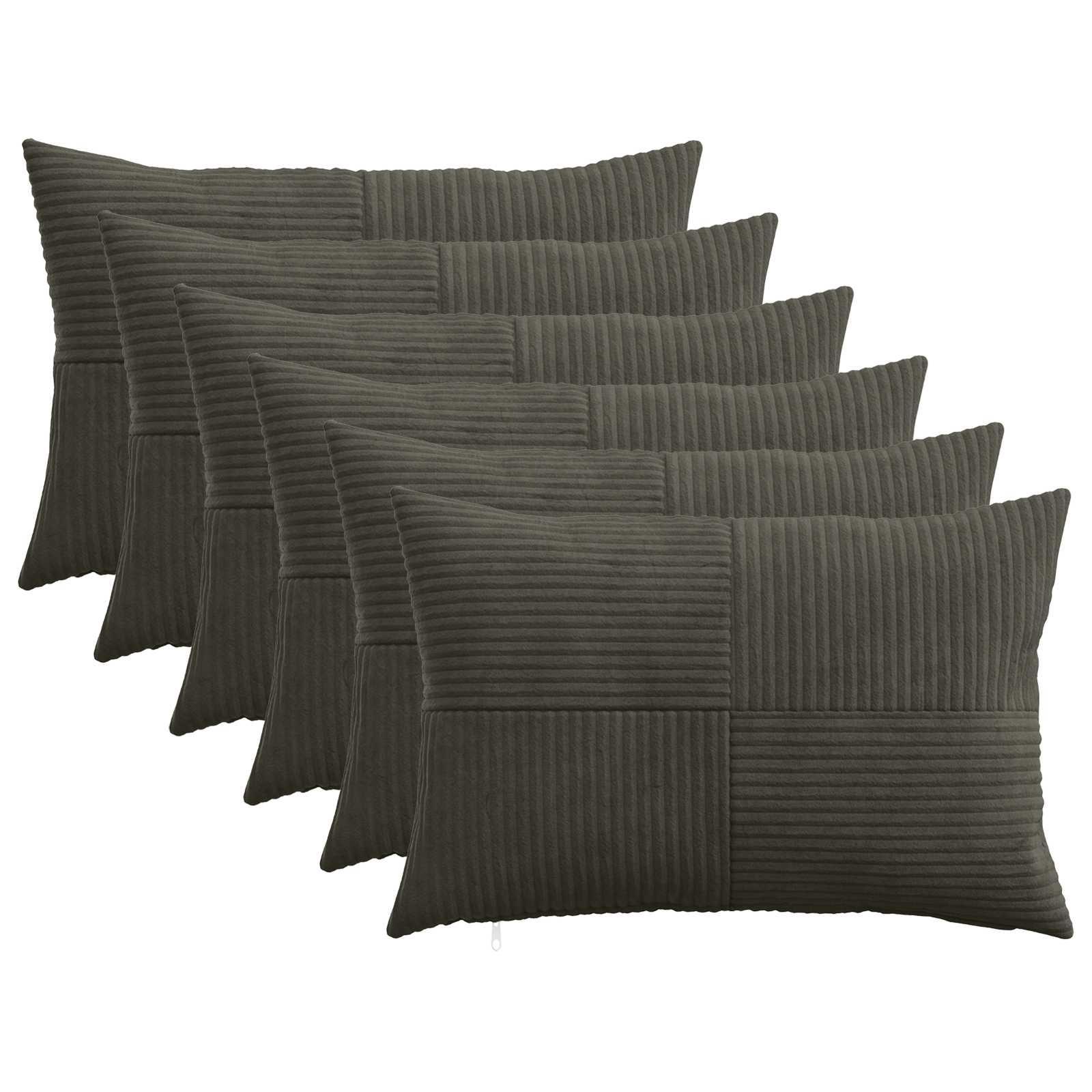 Pudebetræk 6 stk ALMELO antracit 50 x 80 cm i cordfløjl