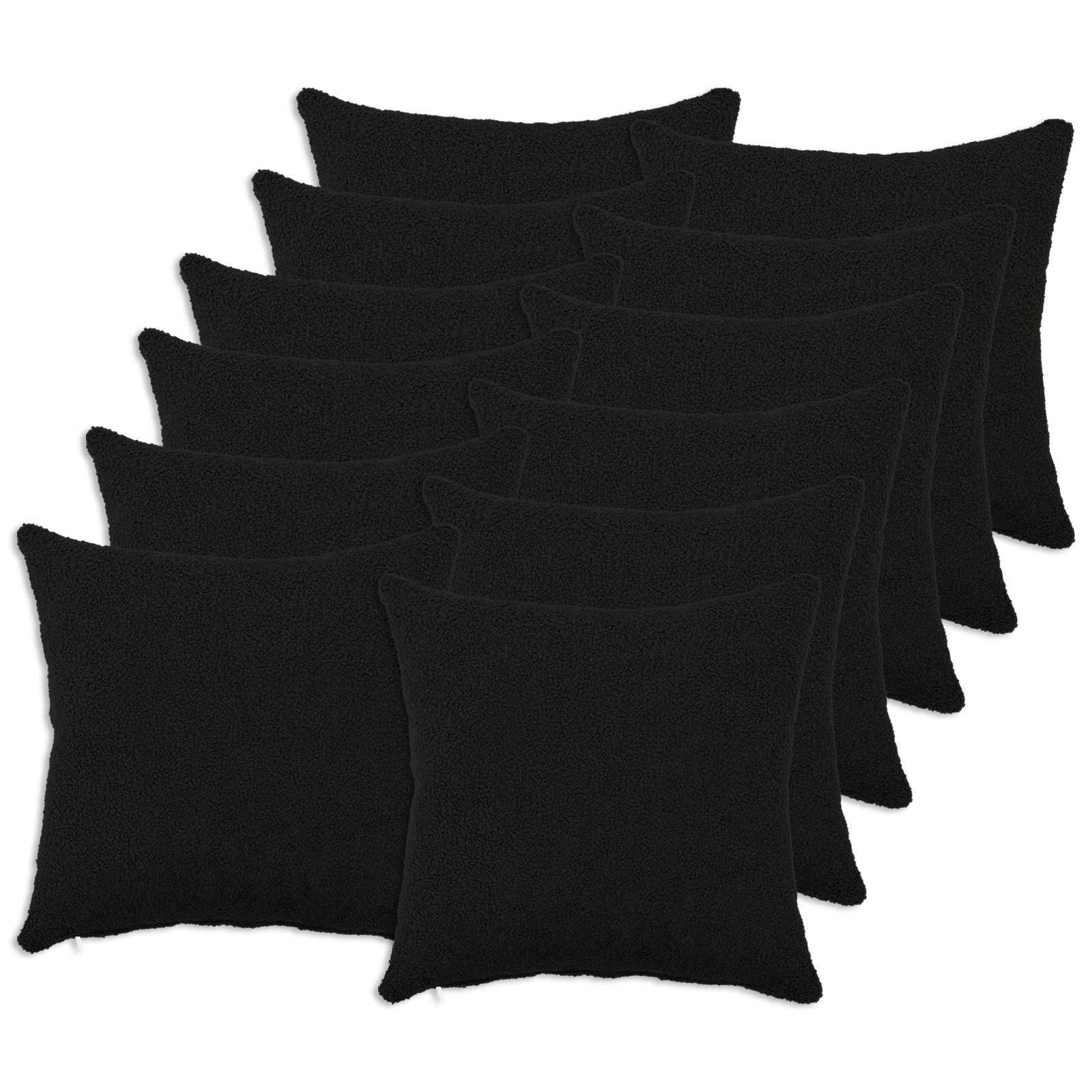 Pudebetræk HEERLEN 12 stk sort 50 x 50 cm bouclé