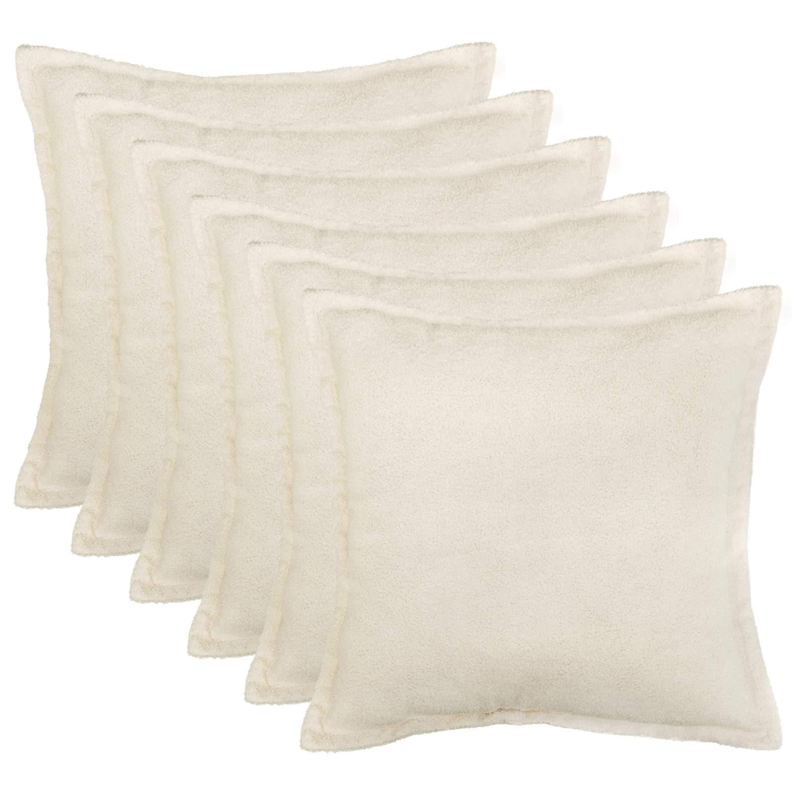Pudebetræk HOUTEN 6 stk cremefarvet 70 x 70 cm bouclé