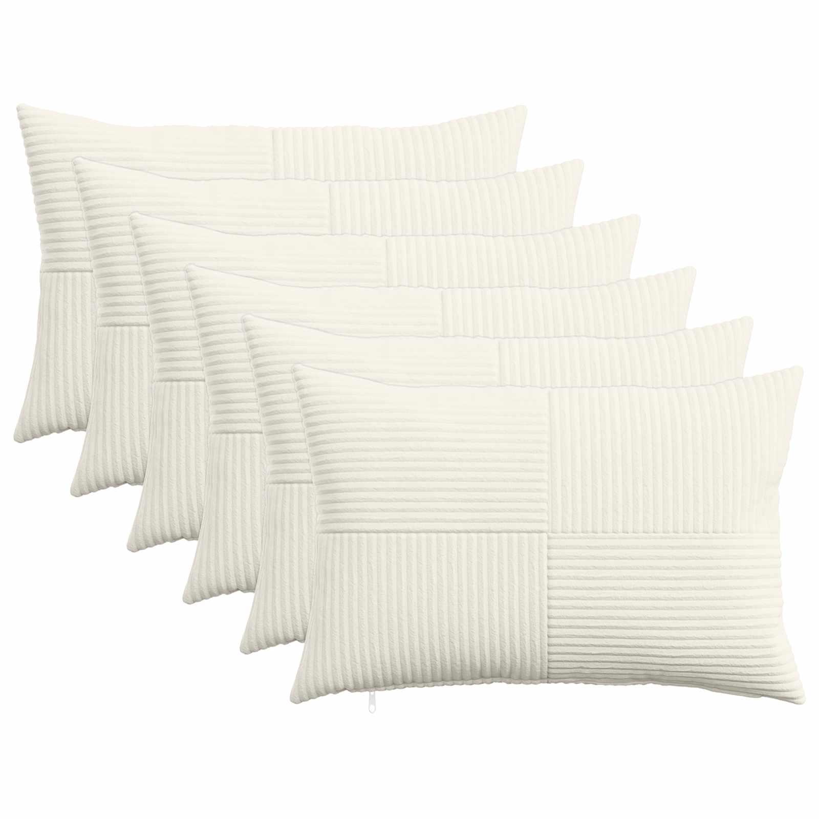 Pudebetræk 6 stk ALMELO cremefarvet 50 x 70 cm i cordfløjl