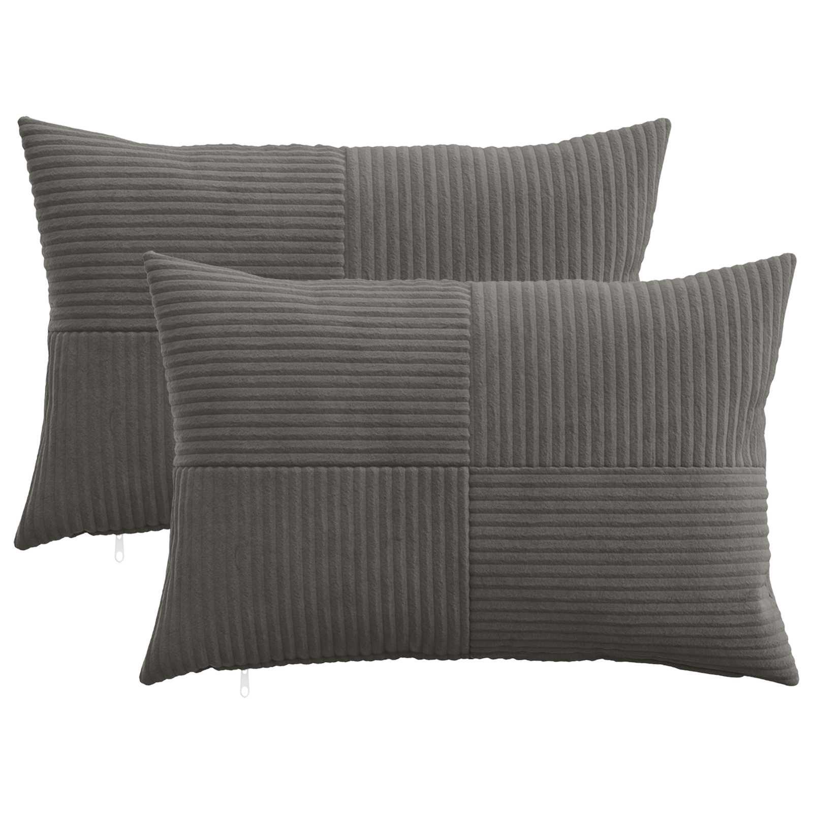 Pudebetræk 2 stk ALMELO mørkegrå 50 x 70 cm i cordfløjl