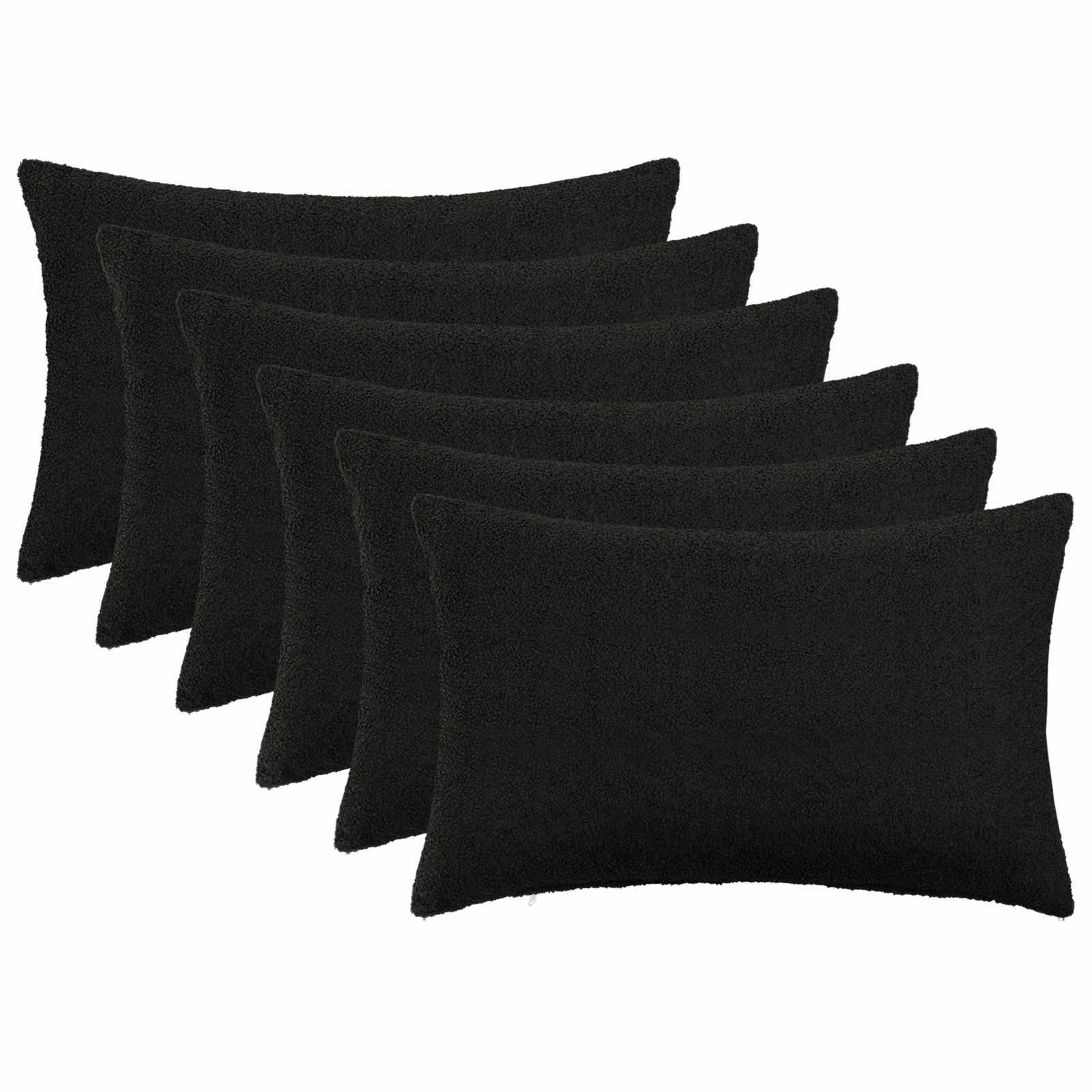 Pudebetræk 6 stk HEERLEN sort 30 x 50 cm bouclé