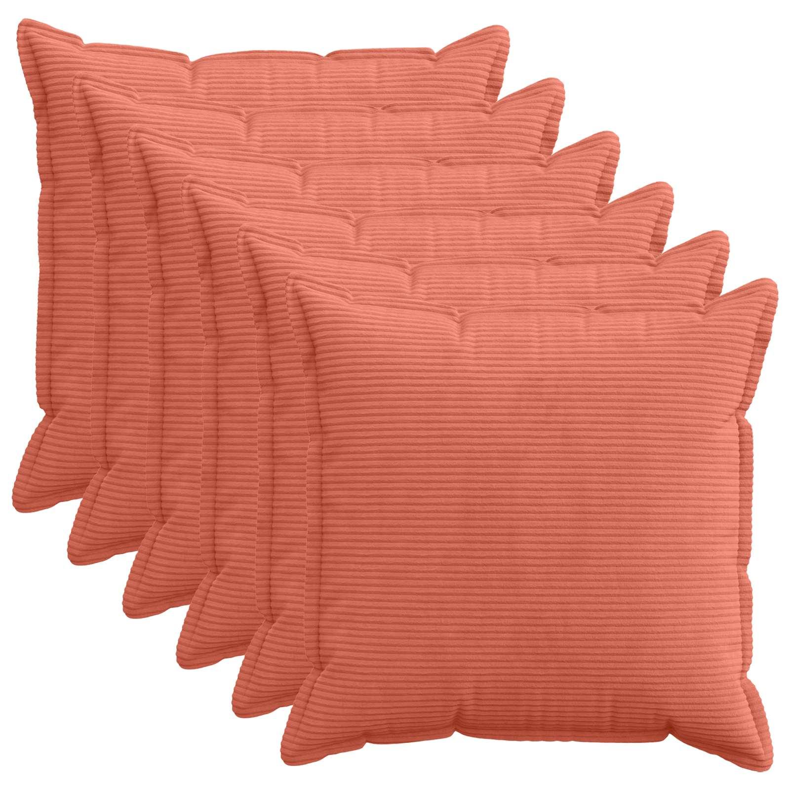 Pudebetræk 6 stk. HOUTEN rød orange 70 x 70 cm i cordfløjl