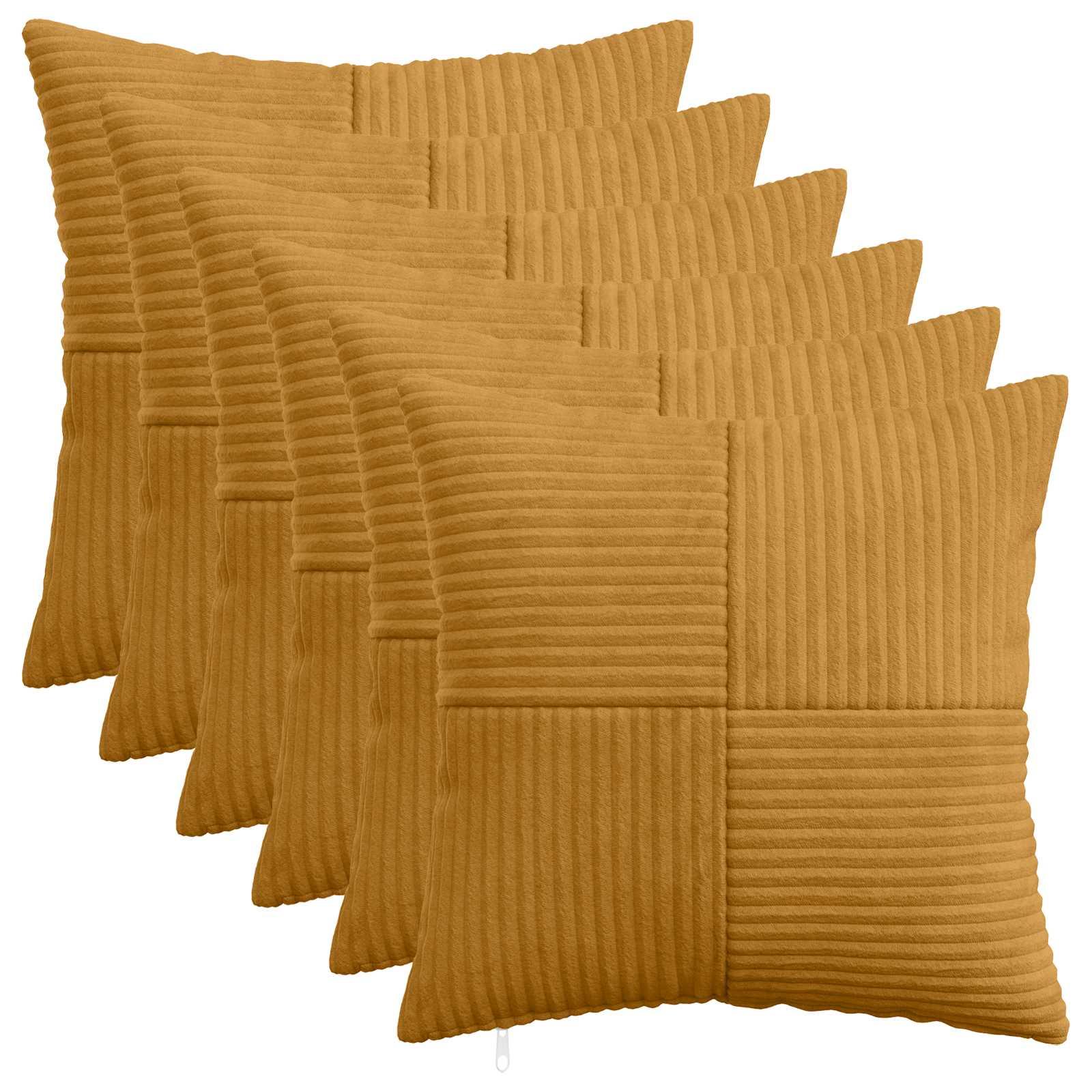 Pudebetræk 6 stk ALMELO gul 50 x 50 cm i cordfløjl