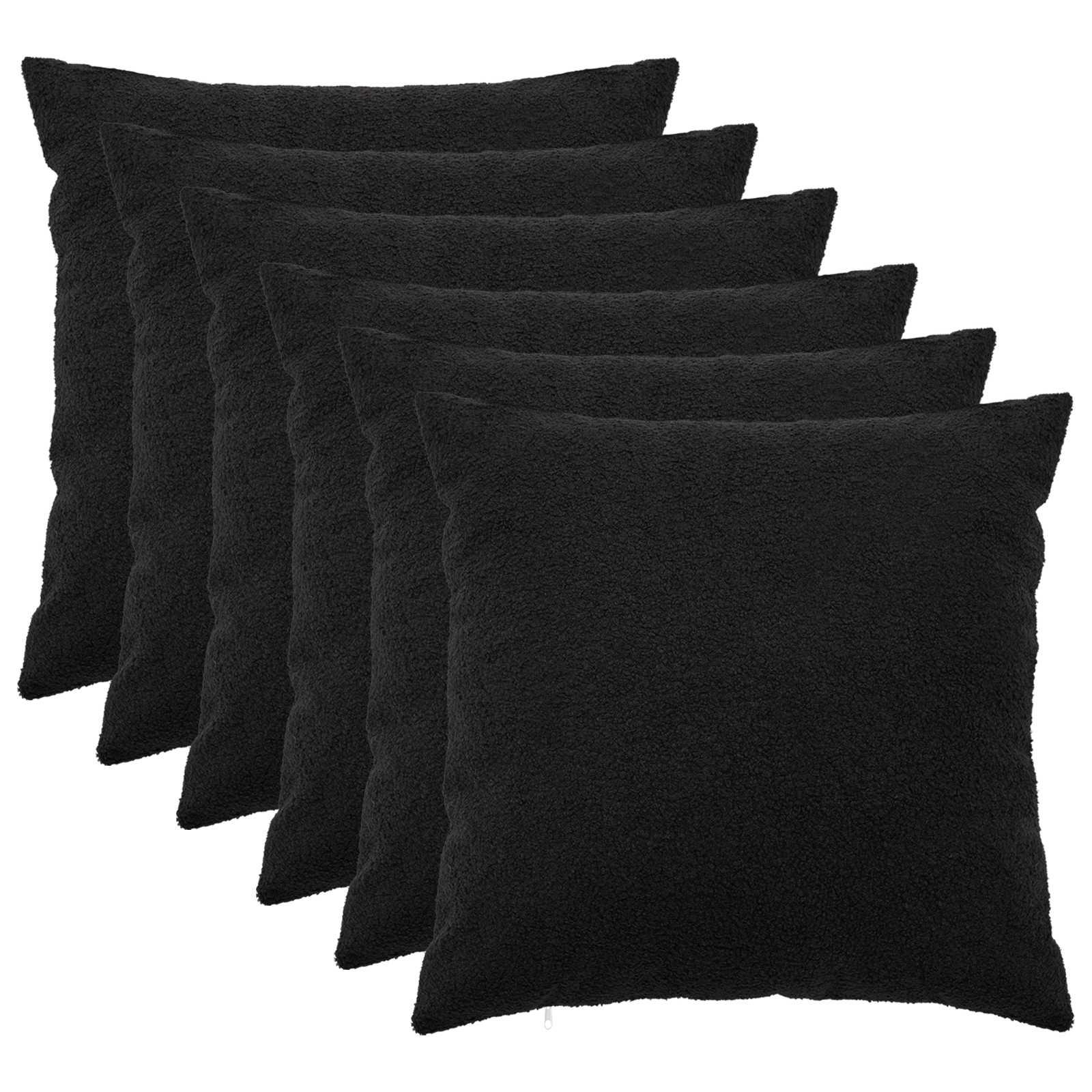 Pudebetræk 6 stk HEERLEN sort 60 x 60 cm bouclé