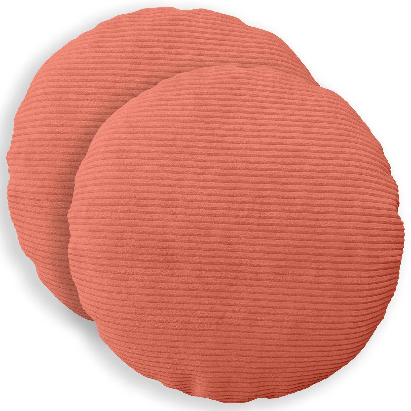 Pudebetræk 2 stk HEERLEN rød orange Ø 60 cm i cordfløjl