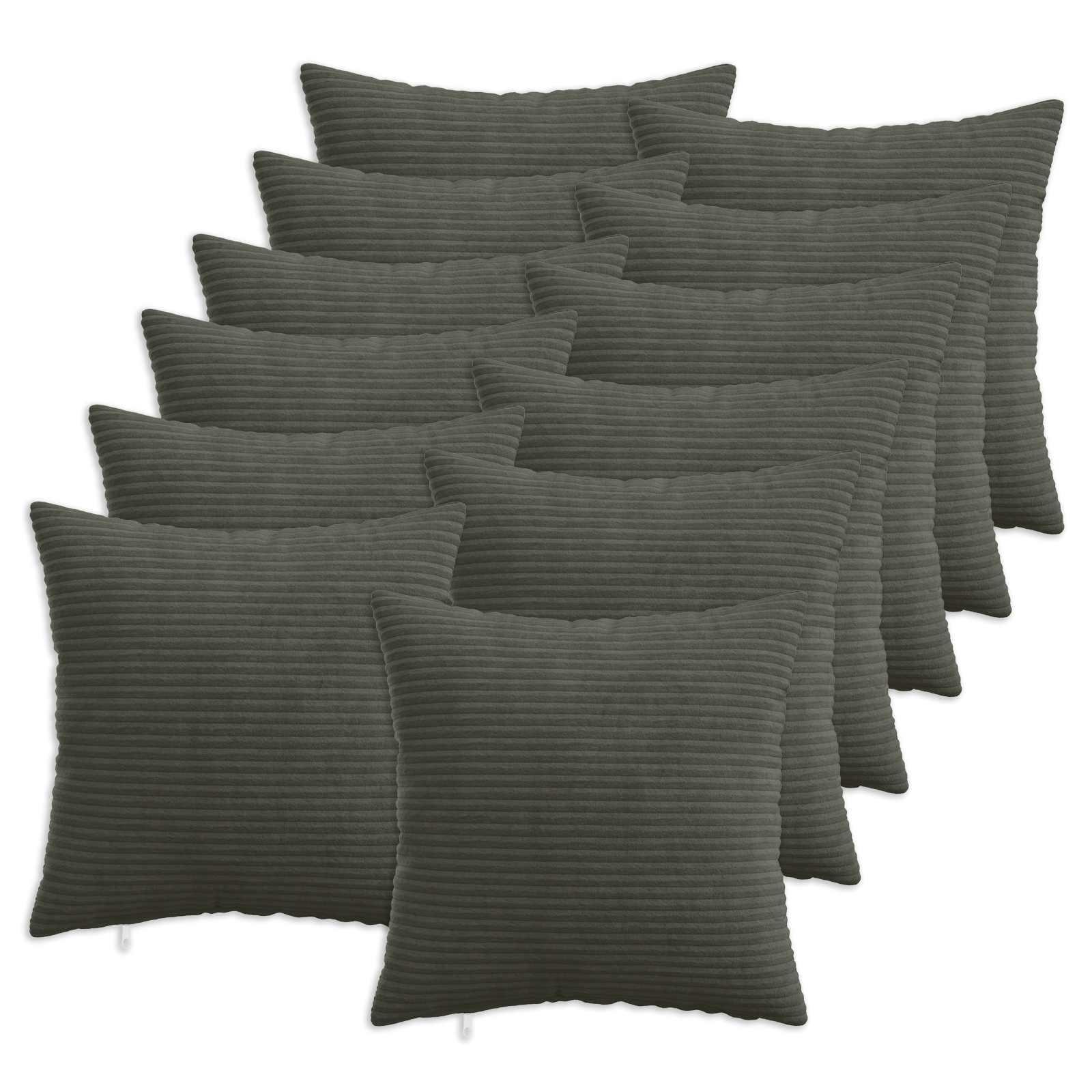Pudebetræk HEERLEN 12 stk antracit 50 x 50 cm i cordfløjl
