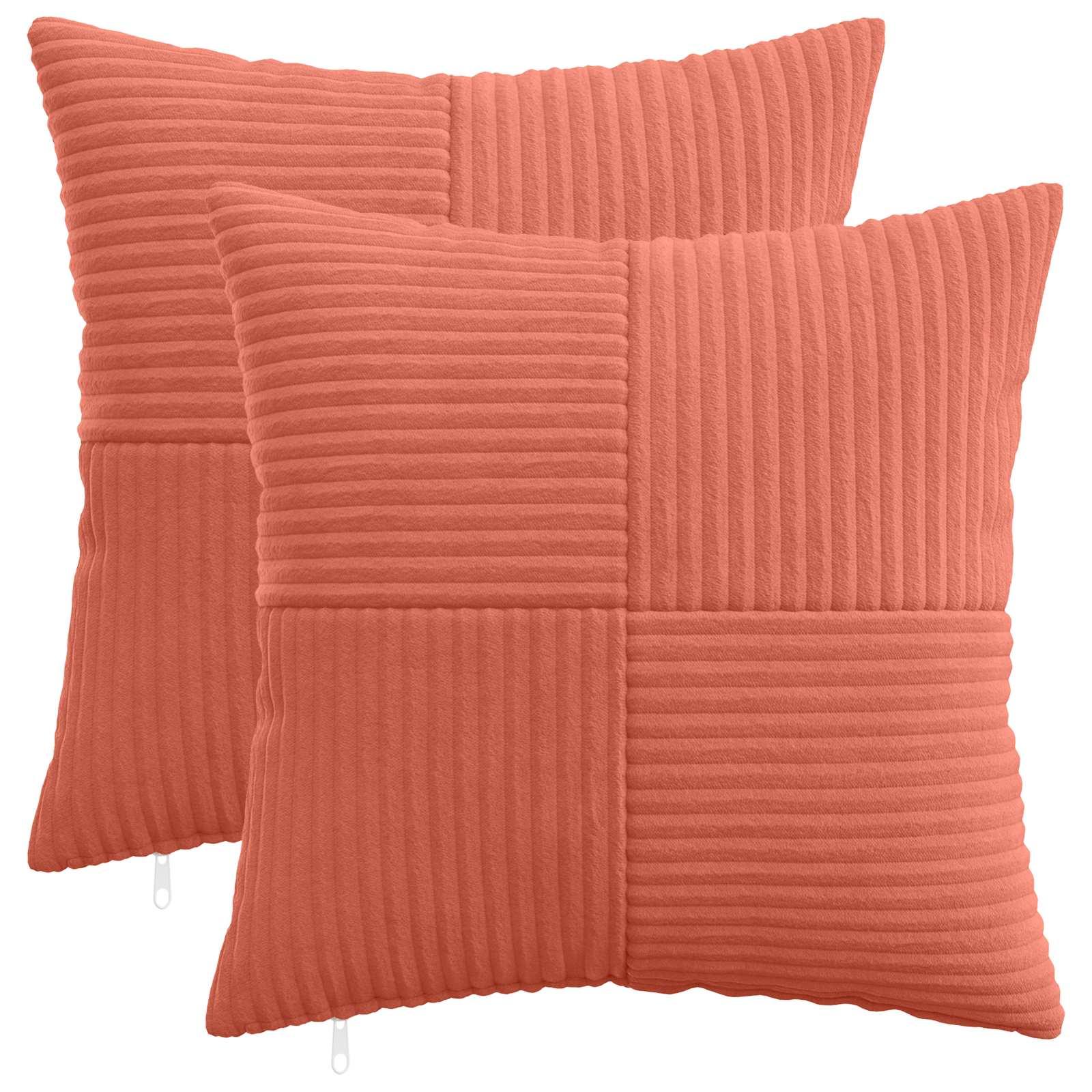 Pudebetræk 2 stk ALMELO rød orange 50 x 50 cm i cordfløjl
