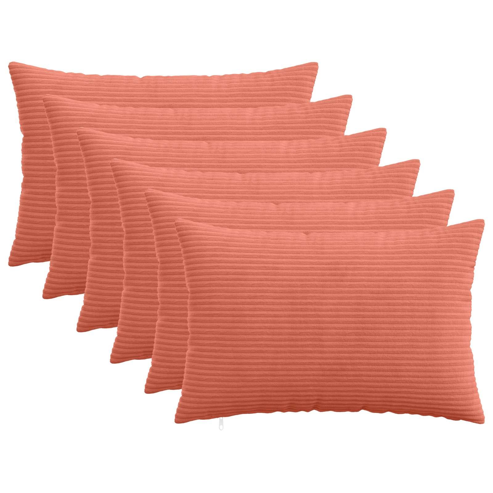 Pudebetræk 6 stk HEERLEN rød orange 30 x 50 cm i cordfløjl
