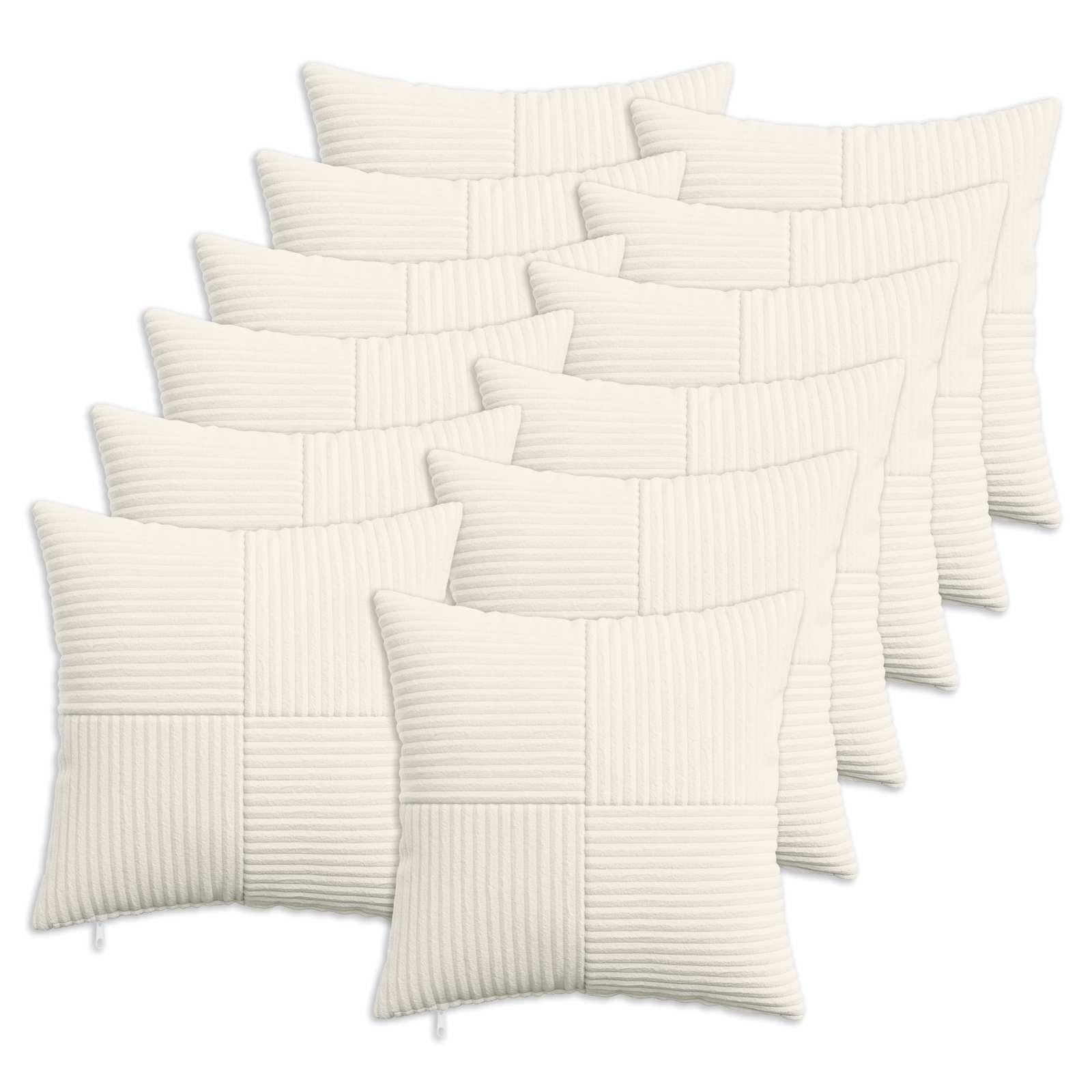 Pudebetræk 12 stk ALMELO cremefarvet 50 x 50 cm i cordfløjl