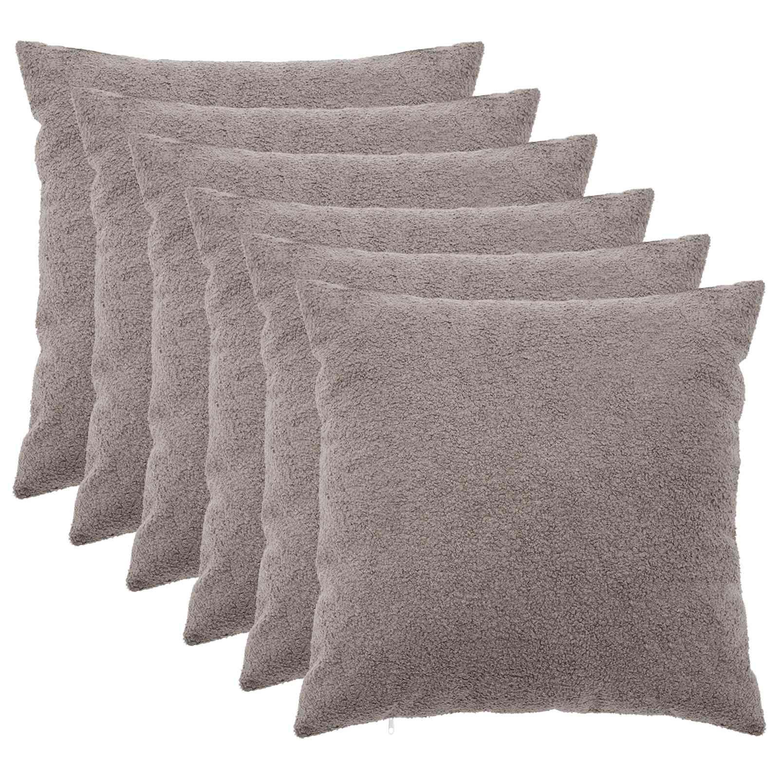 Pudebetræk HEERLEN 6 stk lysegrå 60 x 60 cm bouclé