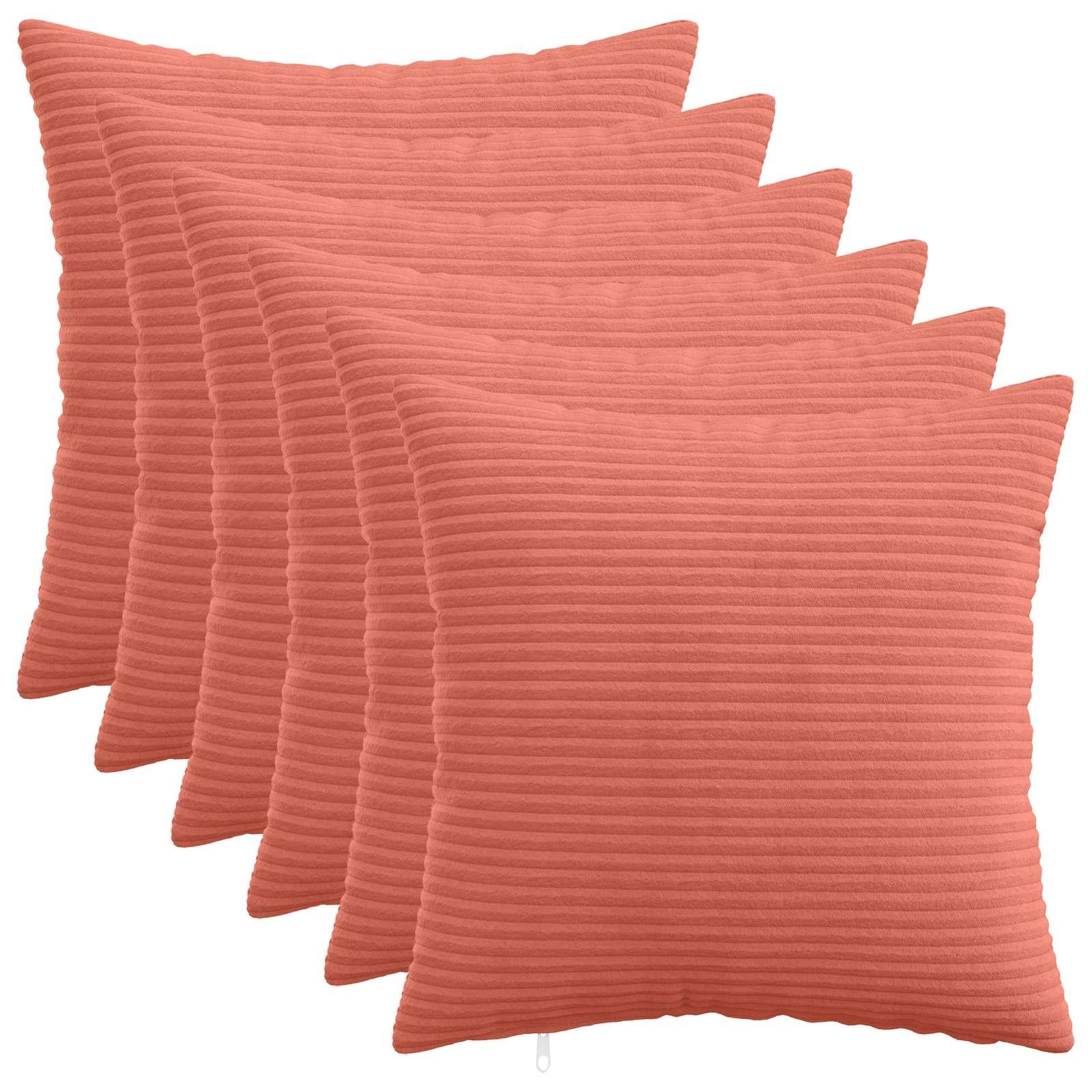Pudebetræk 6 stk HEERLEN rød orange 50 x 50 cm i cordfløjl