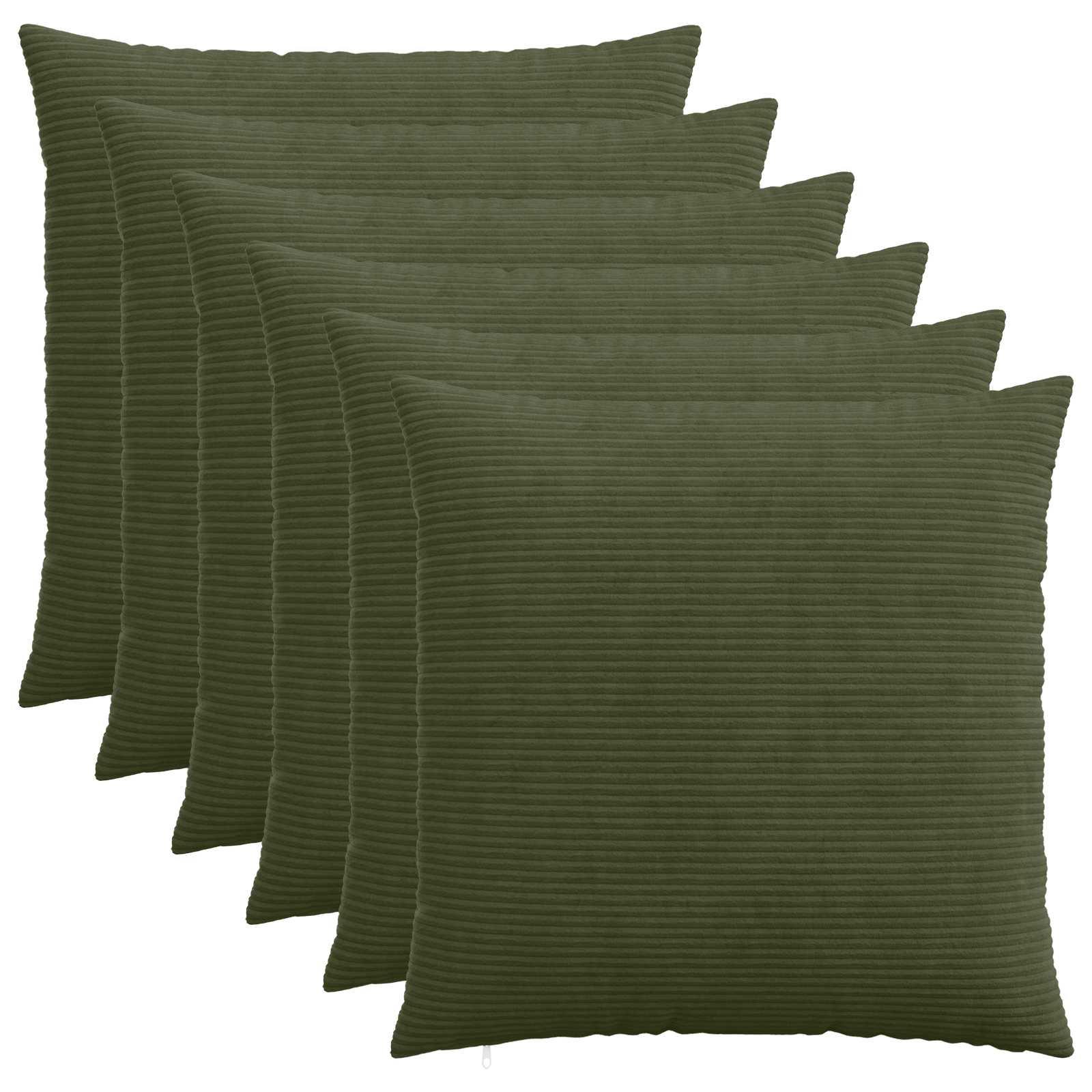 Pudebetræk HEERLEN grøn 80 x 80 cm cordfløjl 6 stk