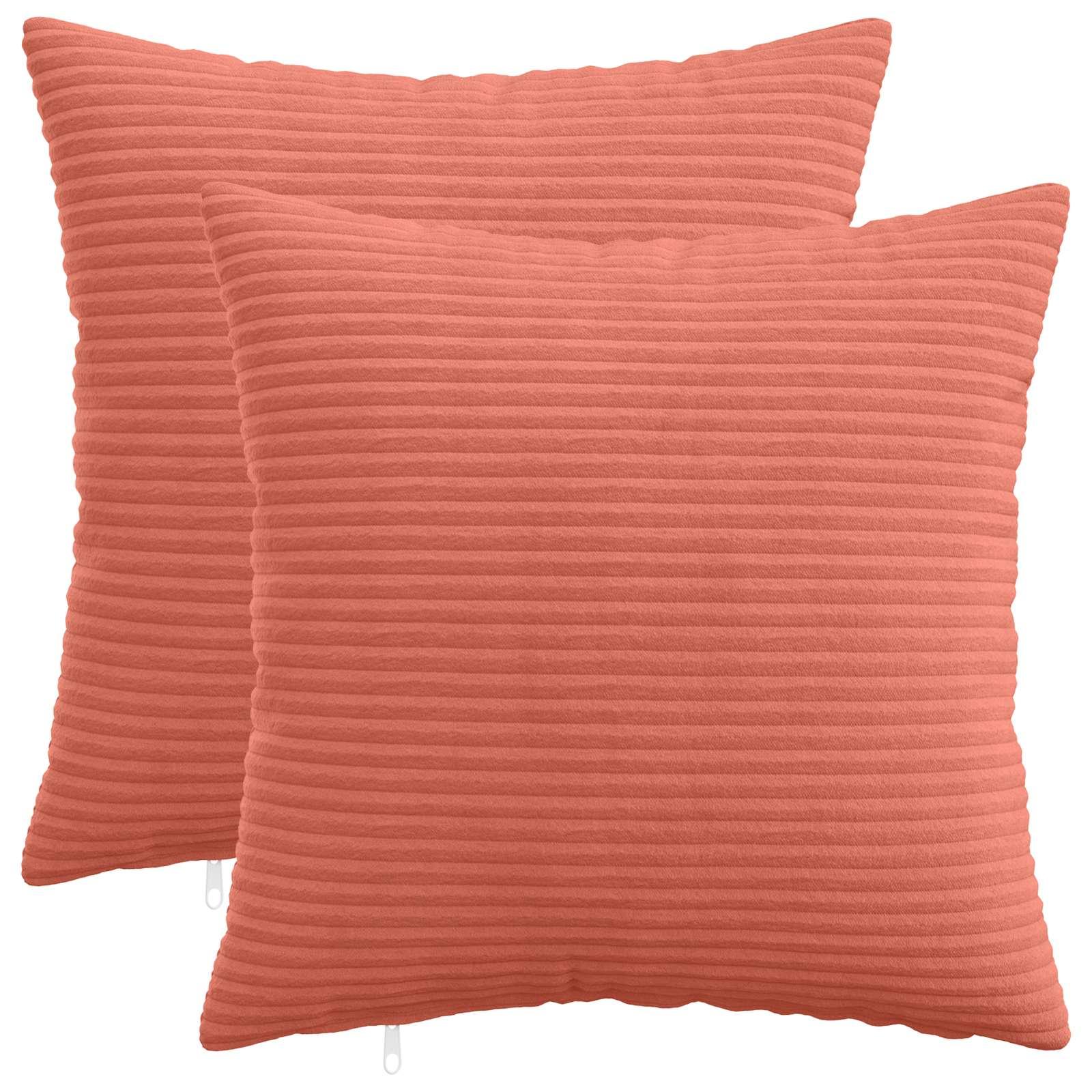 Pudebetræk HEERLEN 2 stk rød orange 50 x 50 cm i cordfløjl