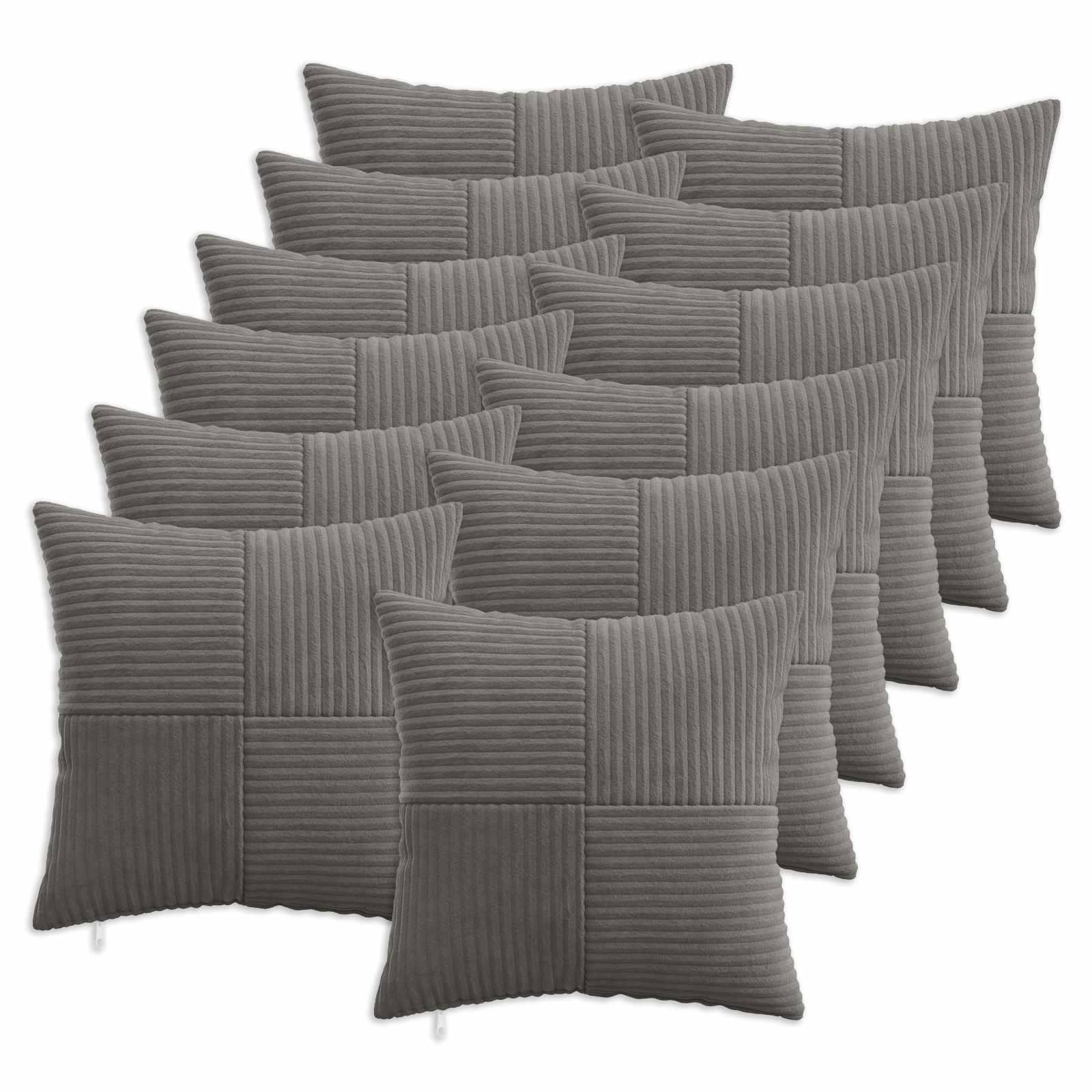 Pudebetræk 12 stk ALMELO mørkegrå 50 x 50 cm i cordfløjl