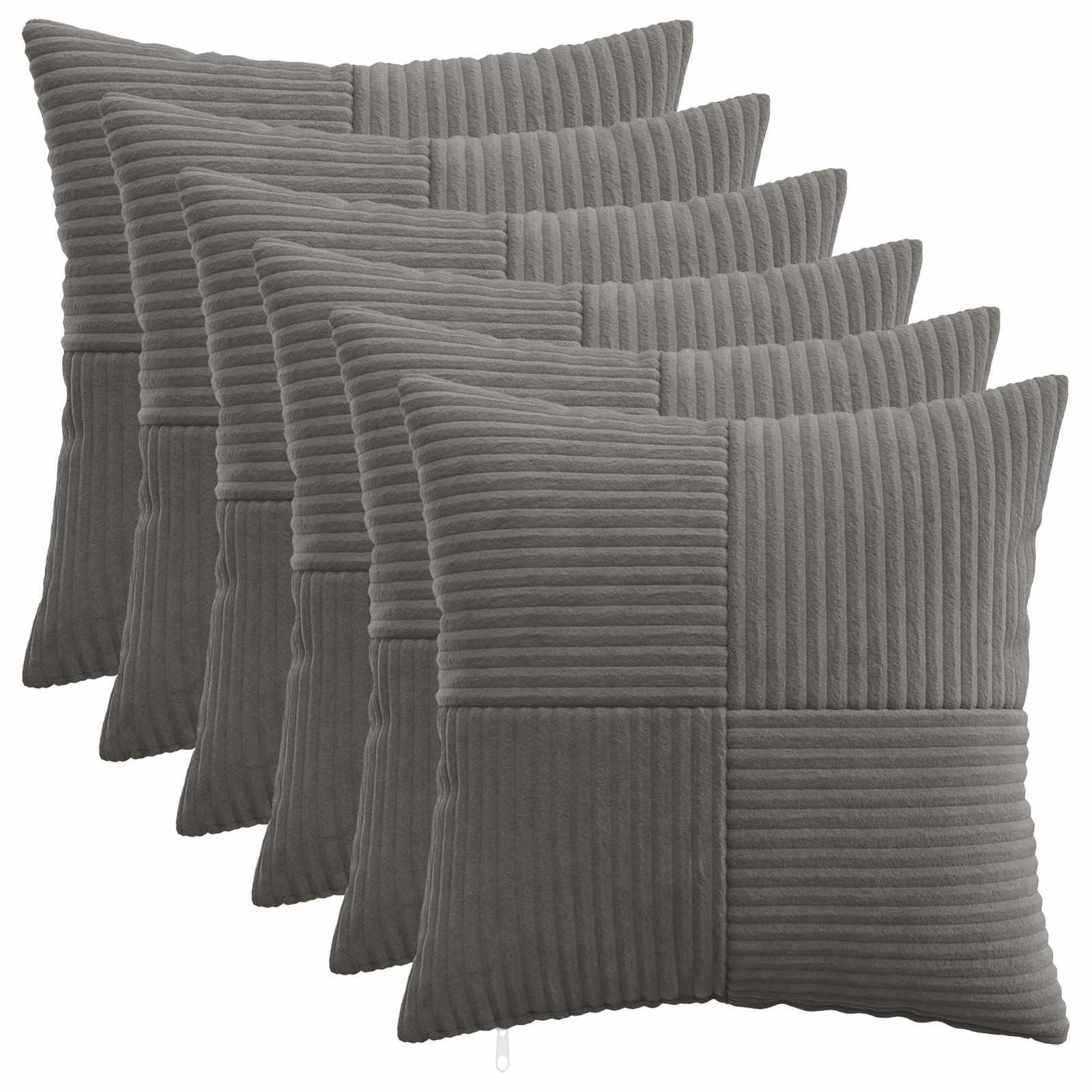 Pudebetræk 6 stk ALMELO mørkegrå 50 x 50 cm i cordfløjl