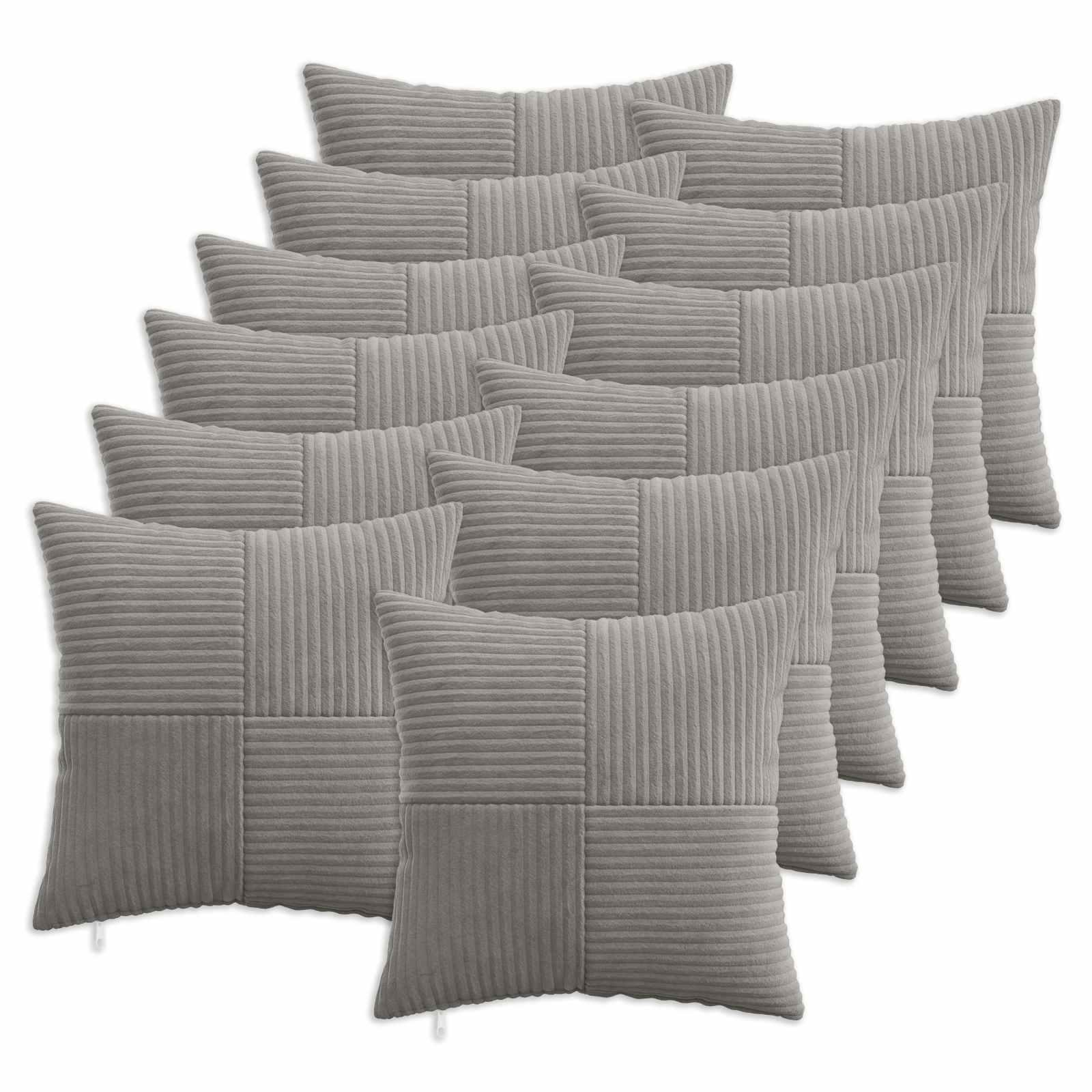 Pudebetræk 12 stk ALMELO lysegrå 50 x 50 cm i cordfløjl