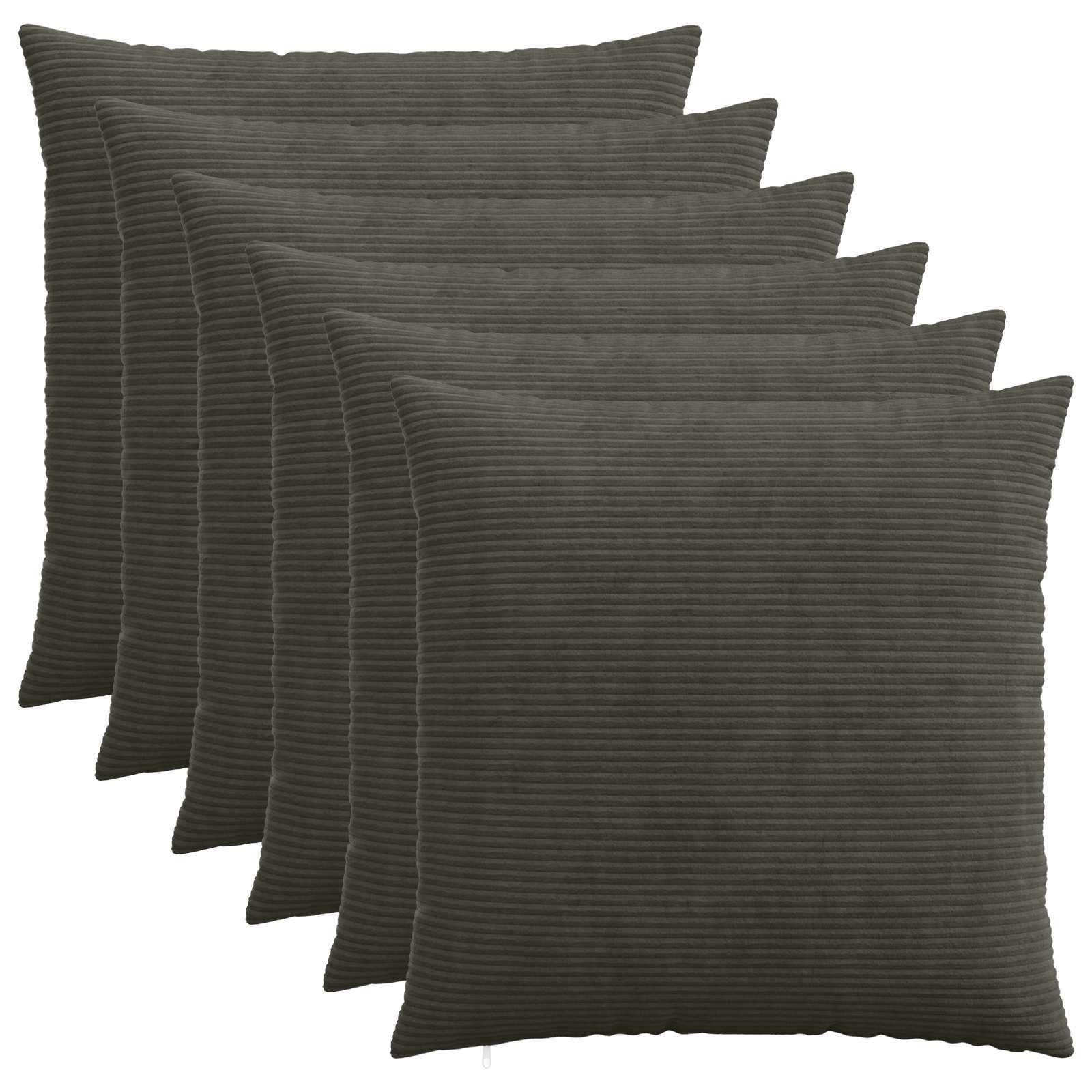 Pudebetræk HEERLEN 6 stk antracit 80 x 80 cm i cordfløjl