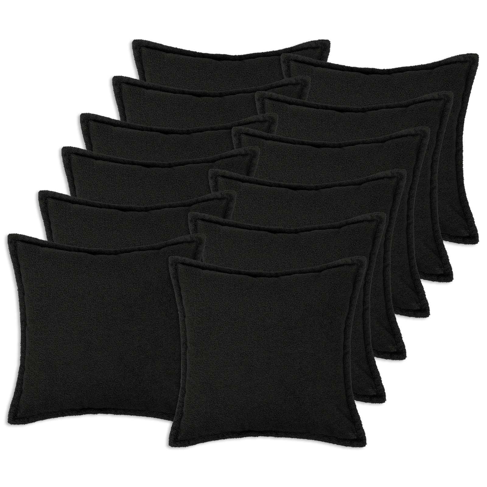 Pudebetræk HOUTEN sort 45 x 45 cm bouclé 12 stk